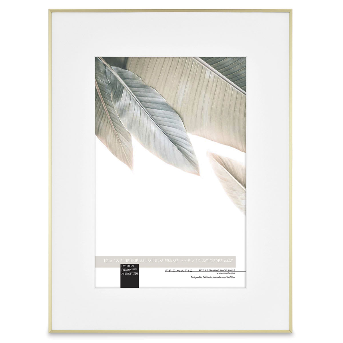MCS Framatic Fineline II Frame - Gold, 12" x 16"