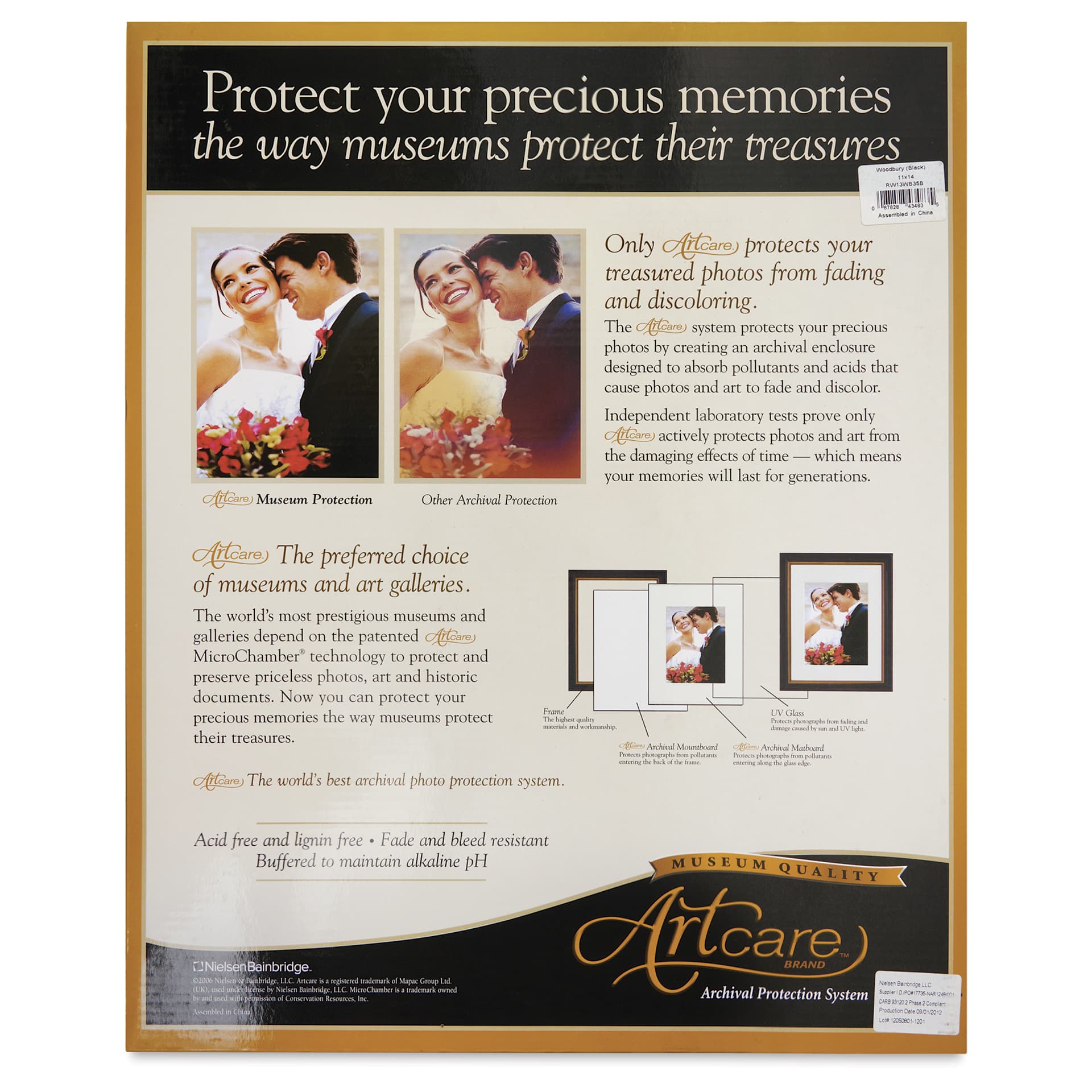 Bainbridge Artcare Woodbury Frame - 11" x 14", Black back of package
