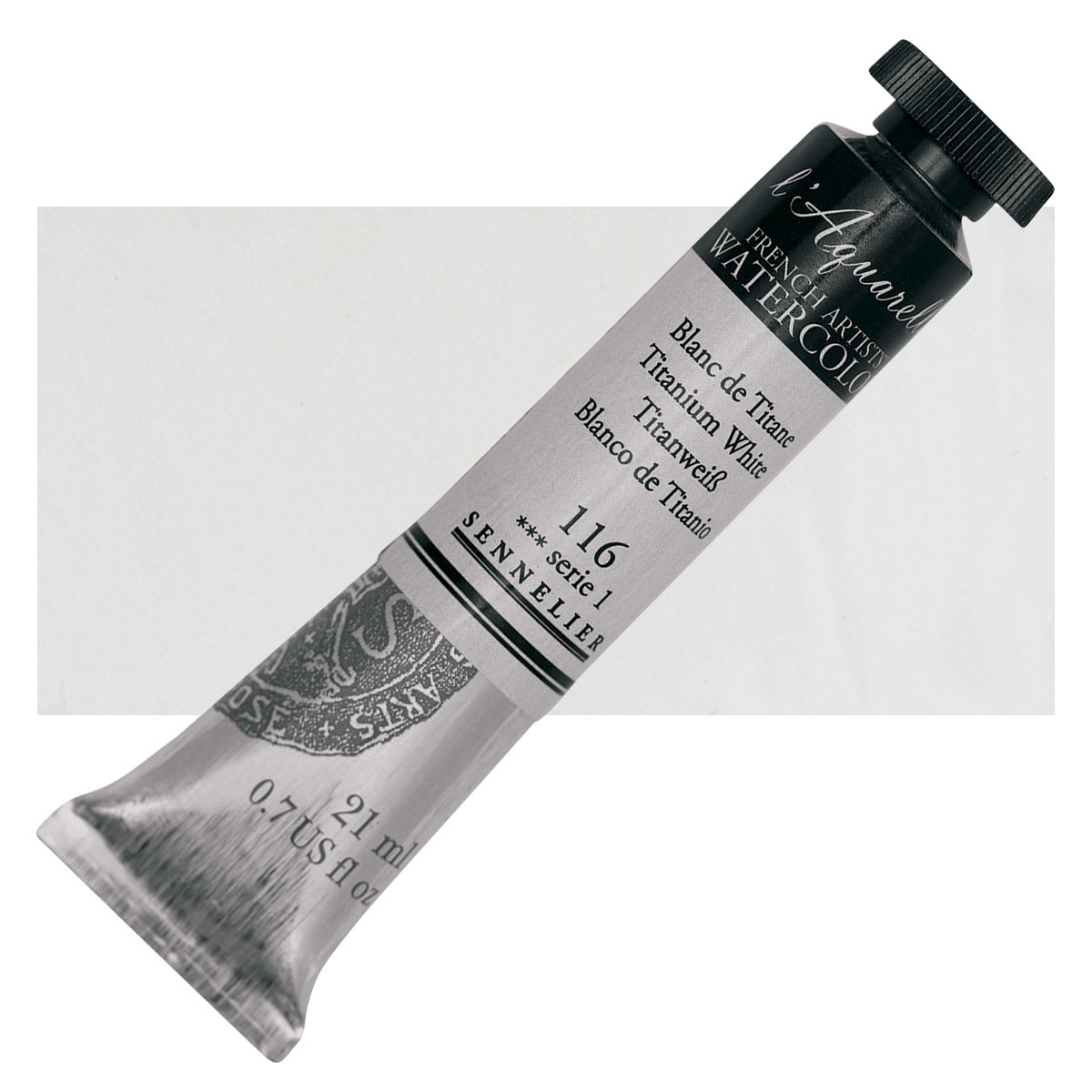 Sennelier French Artists' Watercolor - Titanium White, 21 ml Tube and swatch