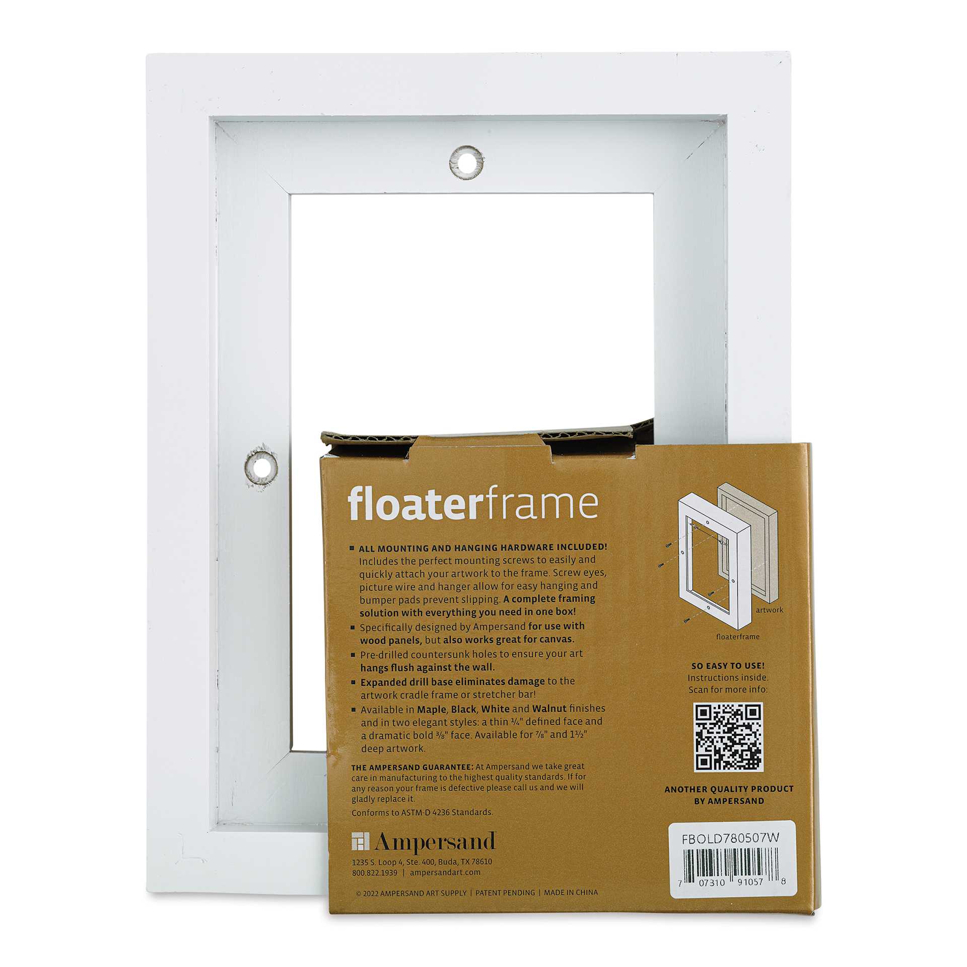 Ampersand Floaterframe - Bold, White, 5" x 7", 7/8", back of frame