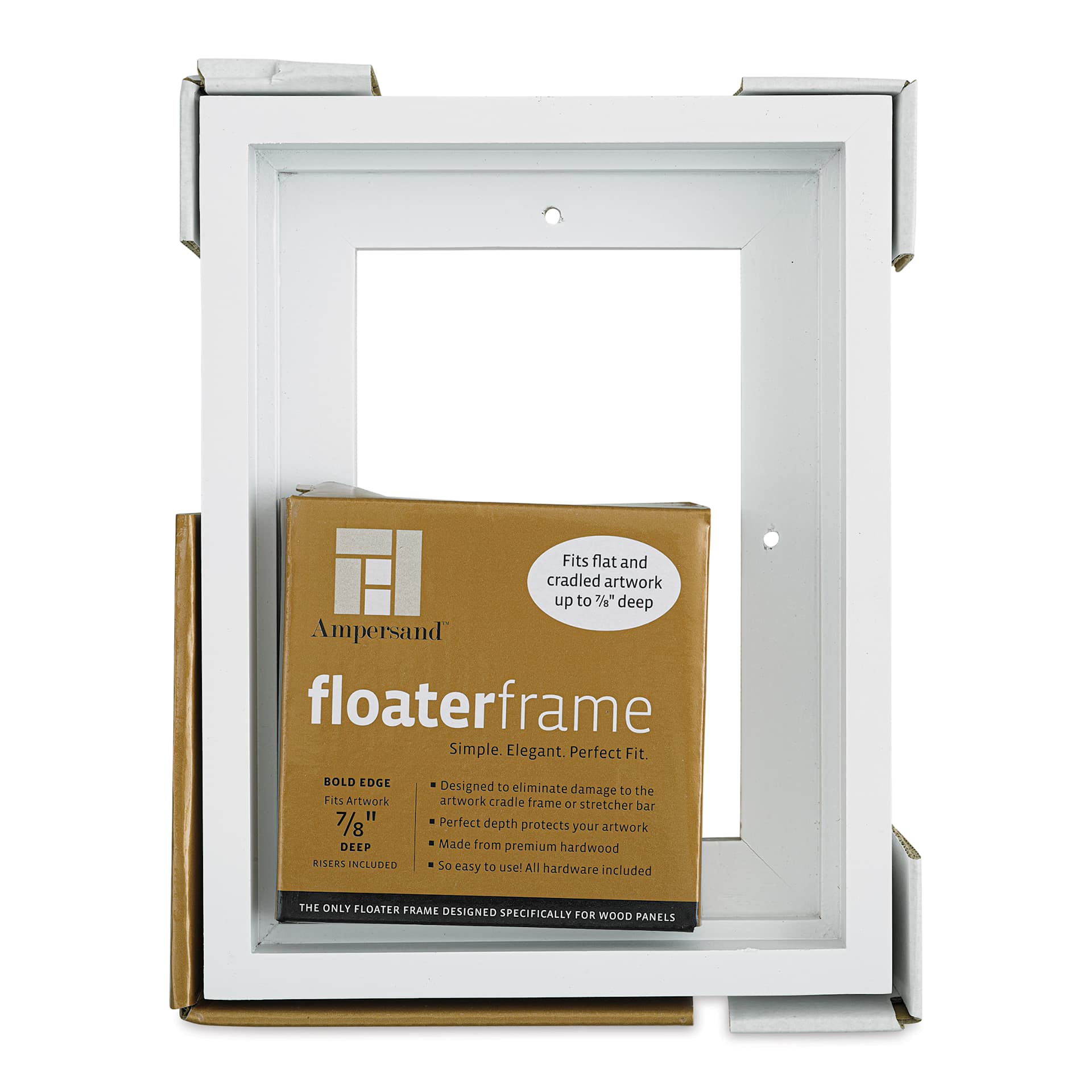 Ampersand Floaterframe - Bold, White, 5" x 7", 7/8", front of packaging
