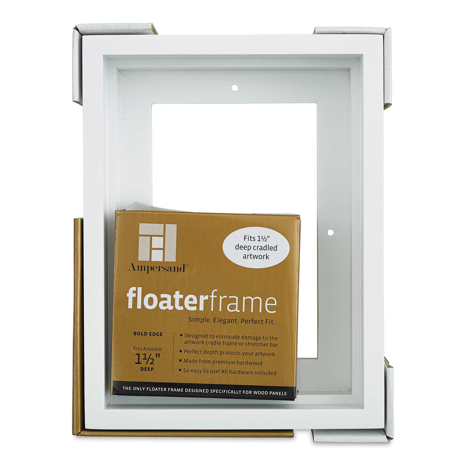 Ampersand Floaterframe - Bold, White, 5" x 7", 1-1/2", front of packaging