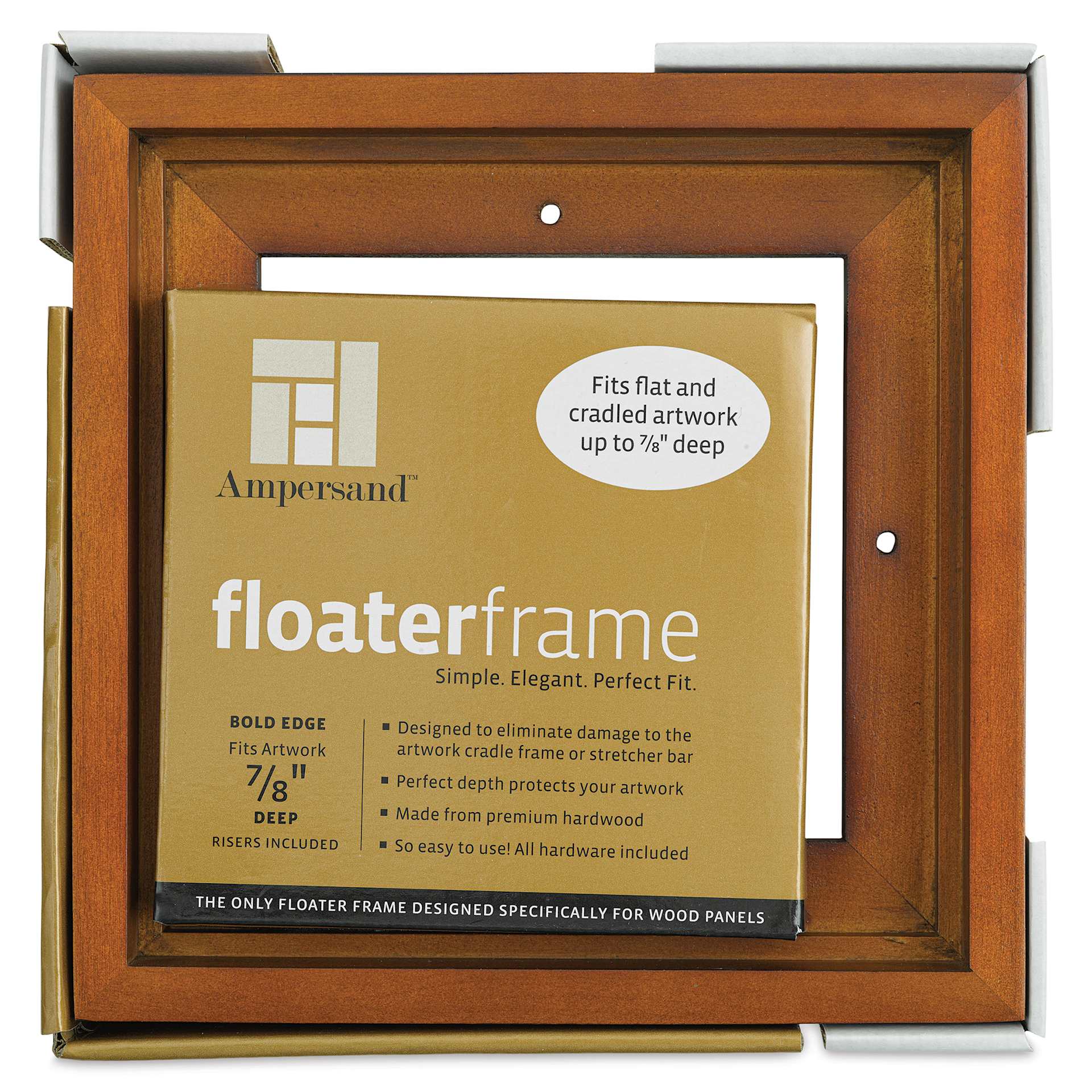 Ampersand Floaterframe - Bold, Walnut, 6" x 6", 7/8", front of packaging