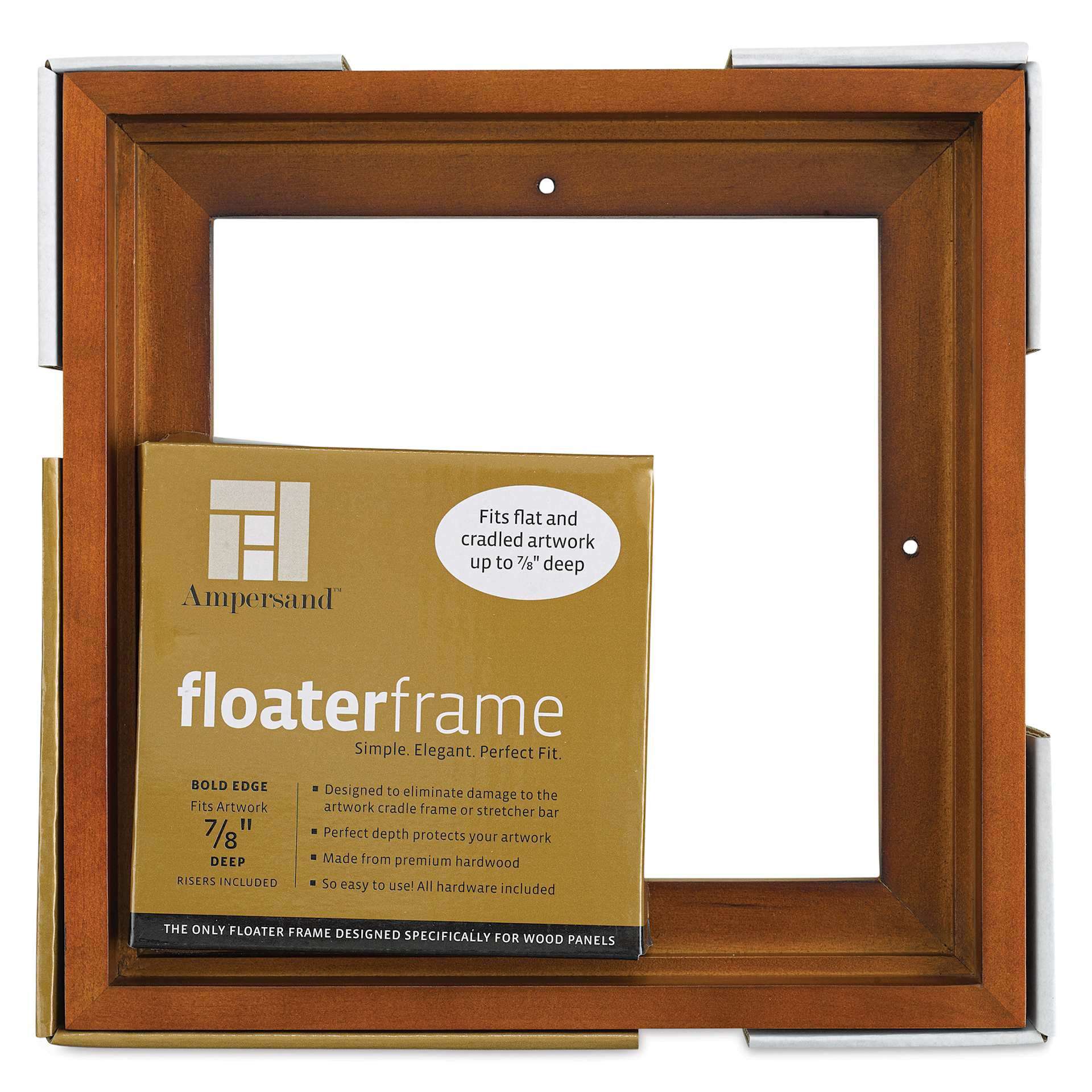 Ampersand Floaterframe - Bold, Walnut, 8" x 8", 7/8", front of packaging
