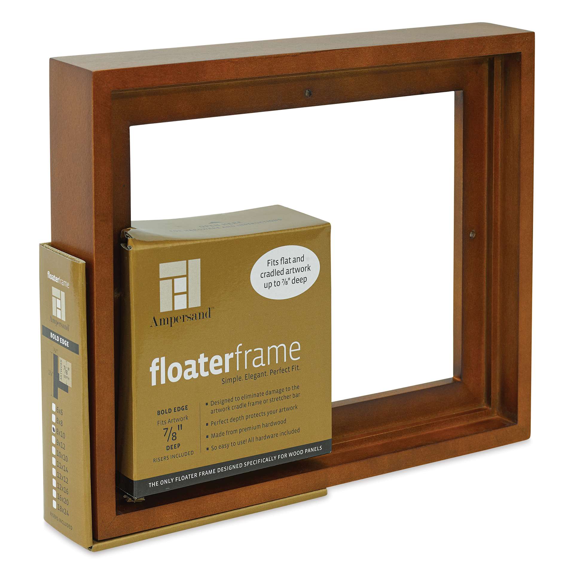  Ampersand Floaterframe - Bold, Walnut, 8" x 10", 7/8", at an angle