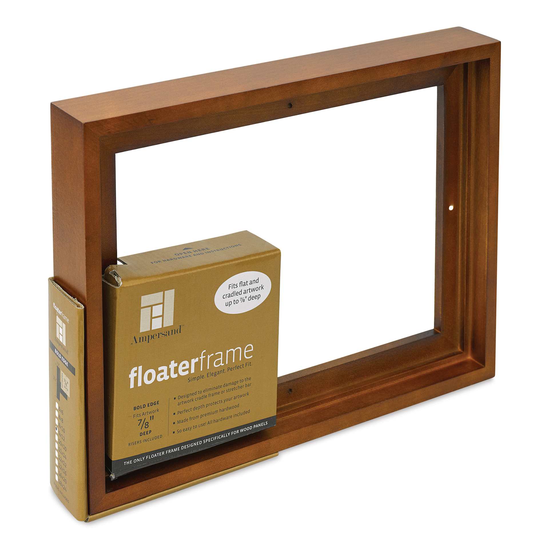 Ampersand Floaterframe - Bold, Walnut, 9" x 12", 7/8", at an angle