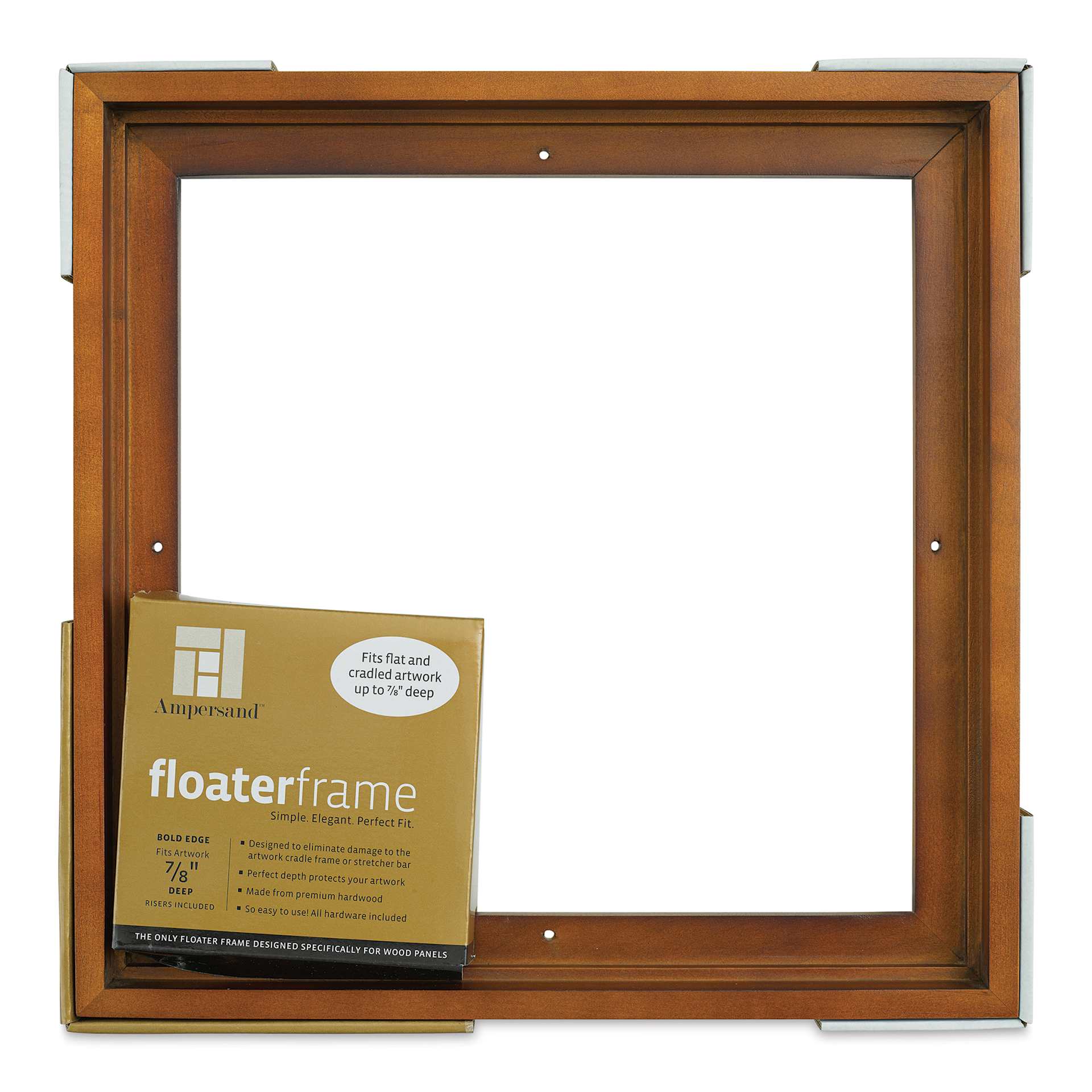 Ampersand Floaterframe - Bold, Walnut, 12" x 12", 7/8", front of packaging