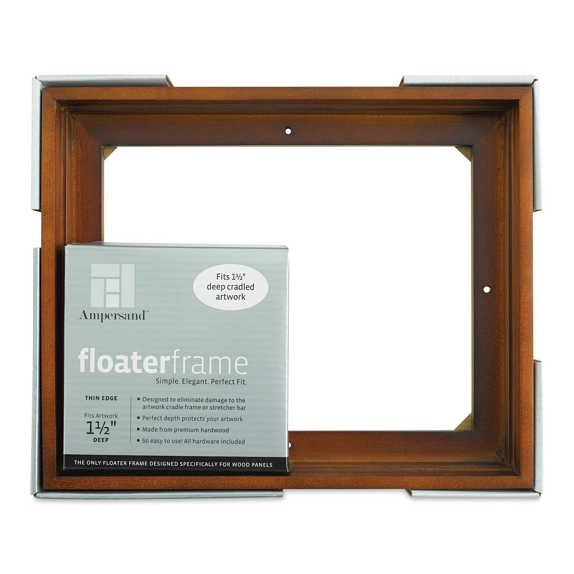 Ampersand Floaterframe - Thin, Walnut, 8" x 10", 1-1/2", front of packaging
