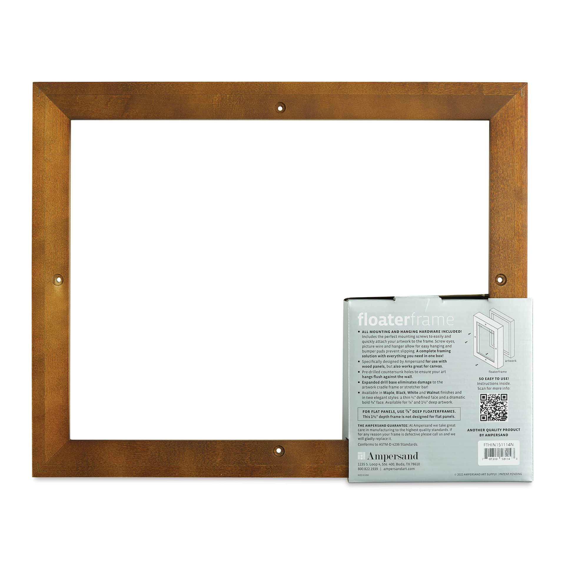  Ampersand Floaterframe - Thin, Walnut, 11" x 14", 1-1/2", back of frame