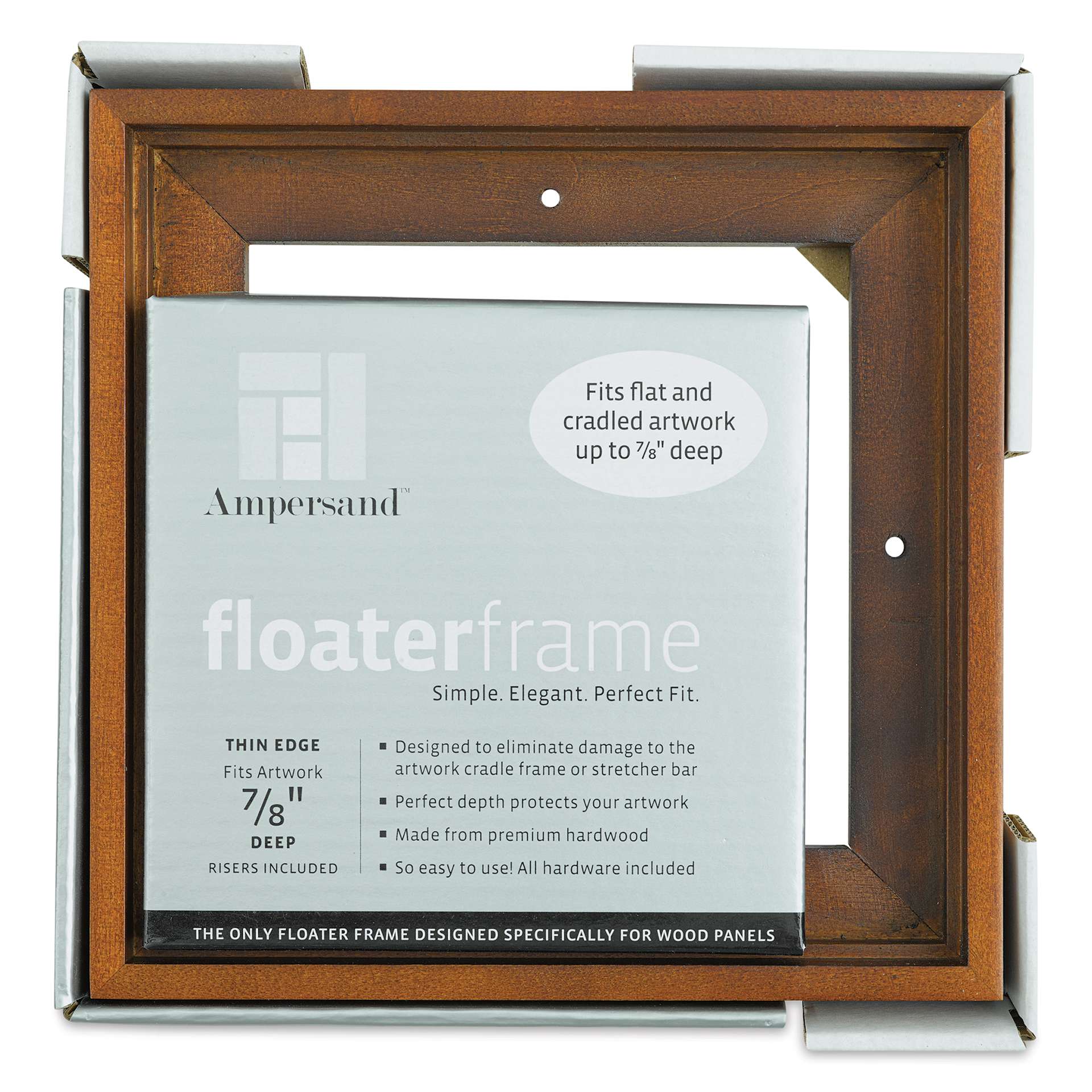 Ampersand Floaterframe - Thin, Walnut, 6" x 6", 7/8", front of packaging