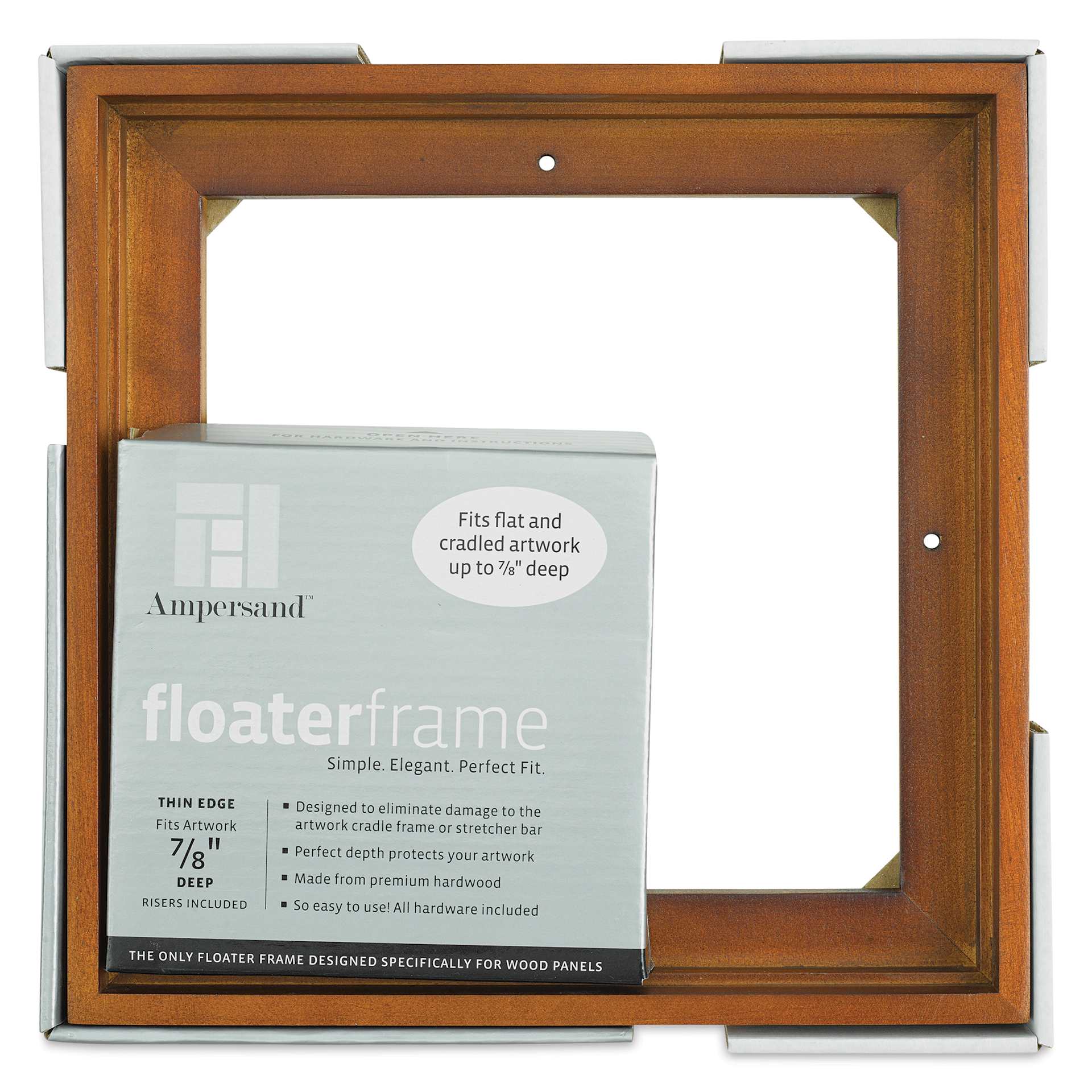 Ampersand Floaterframe - Thin, Walnut, 8" x 8", 7/8" - front view