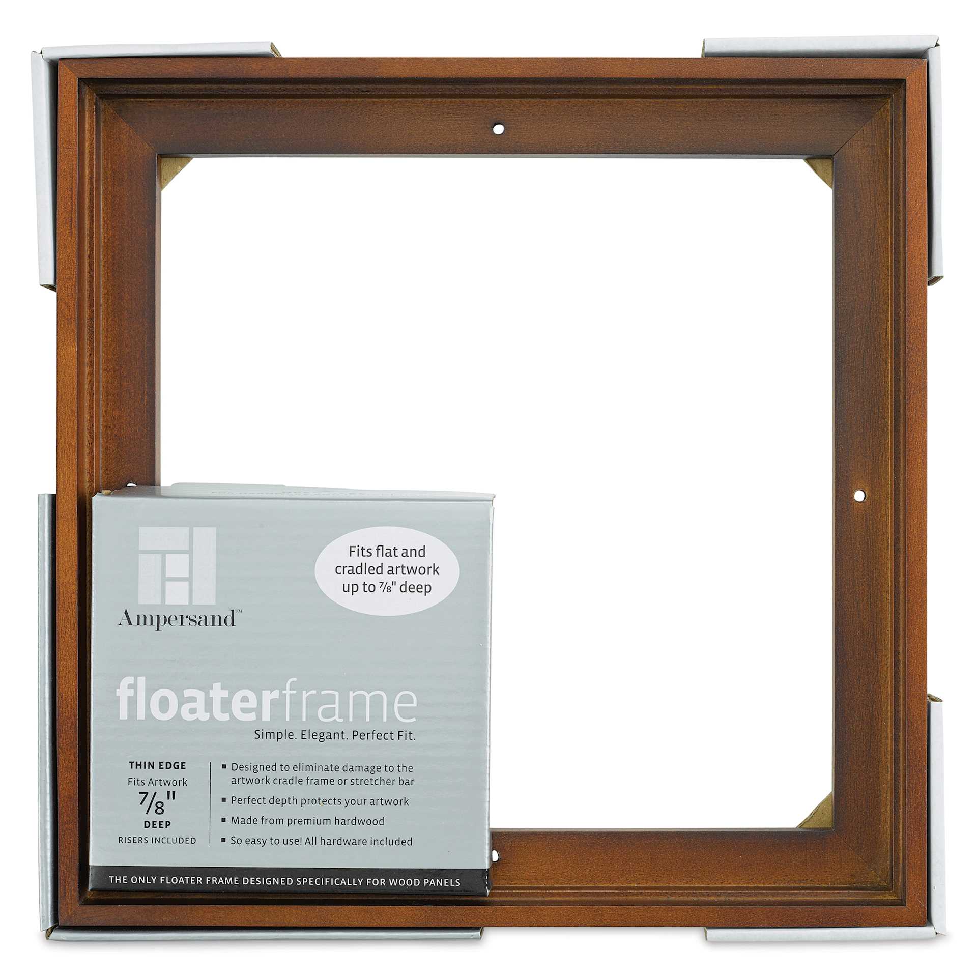 Ampersand Floaterframe - Thin, Walnut, 10" x 10", 7/8", front of packaging