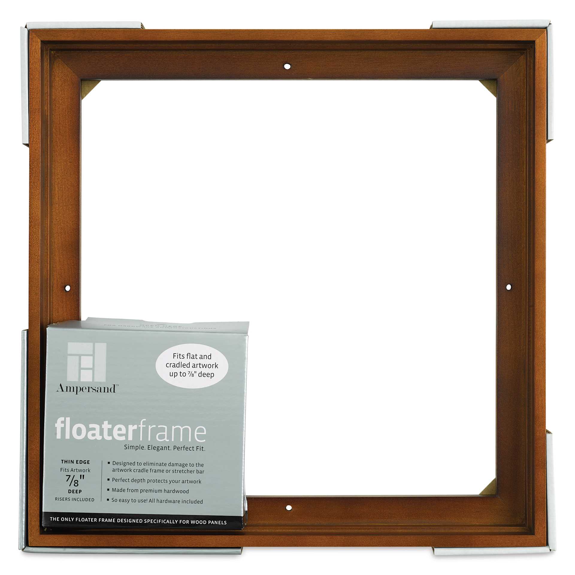 Ampersand Floaterframe - Thin, Walnut, 12" x 12", 7/8", front of packaging