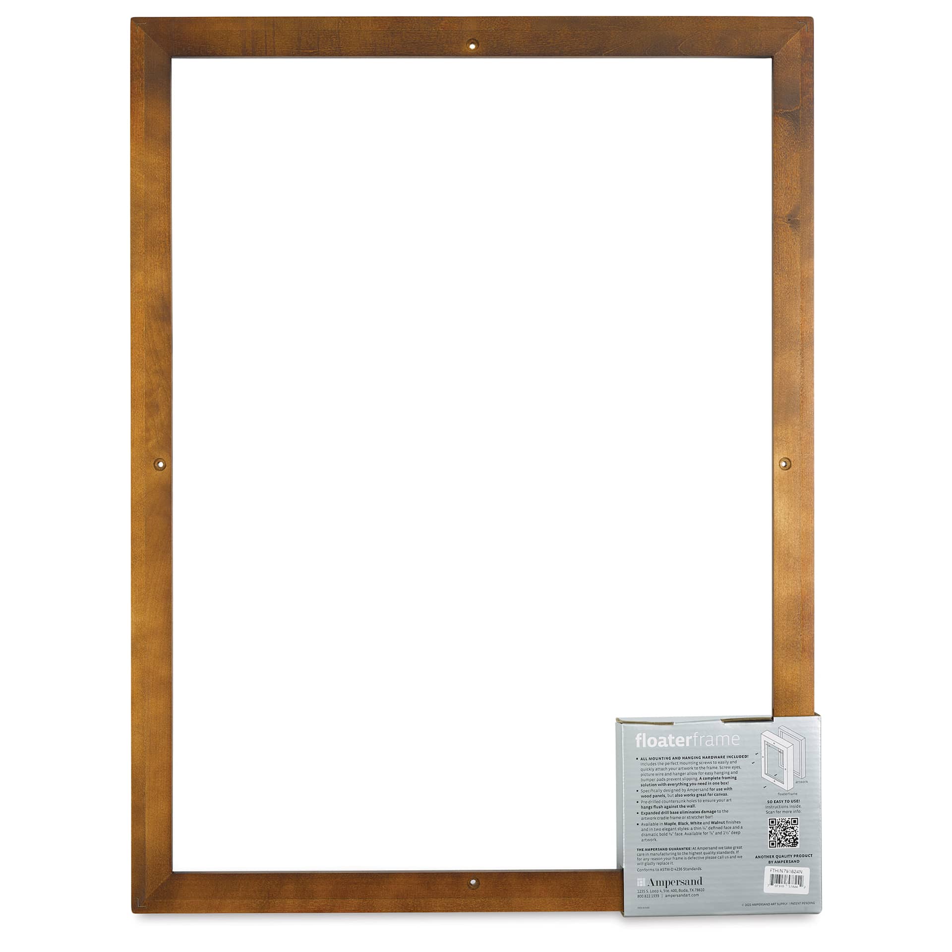 Ampersand Floaterframe - Thin, Walnut, 18" x 24", 7/8", back of frame