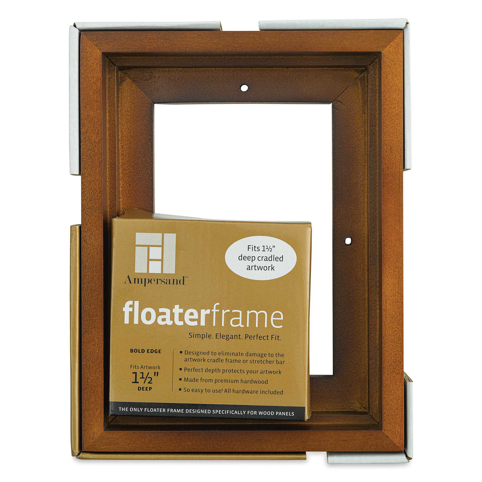 Ampersand Floaterframe - Bold, Walnut, 5" x 7", 1-1/2", front of packaging
