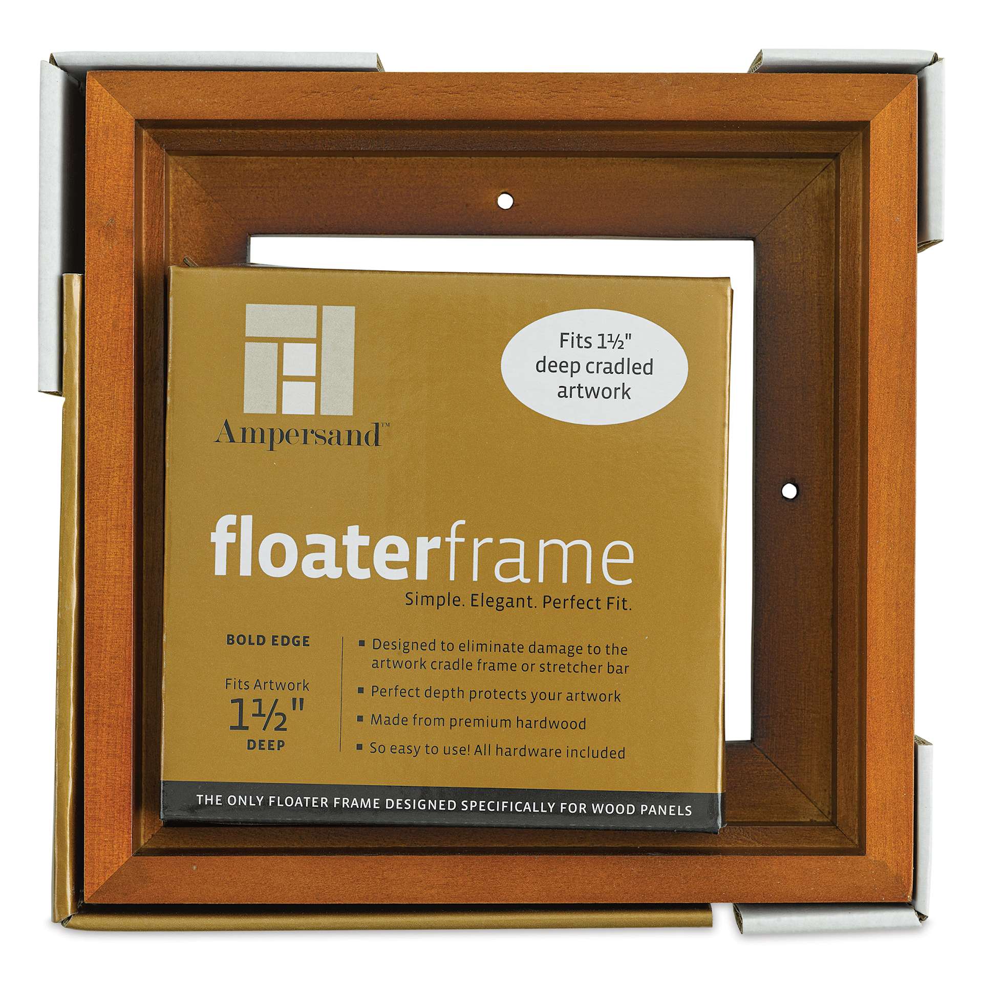 Ampersand Floaterframe - Bold, Walnut, 6" x 6", 1-1/2", front of packaging