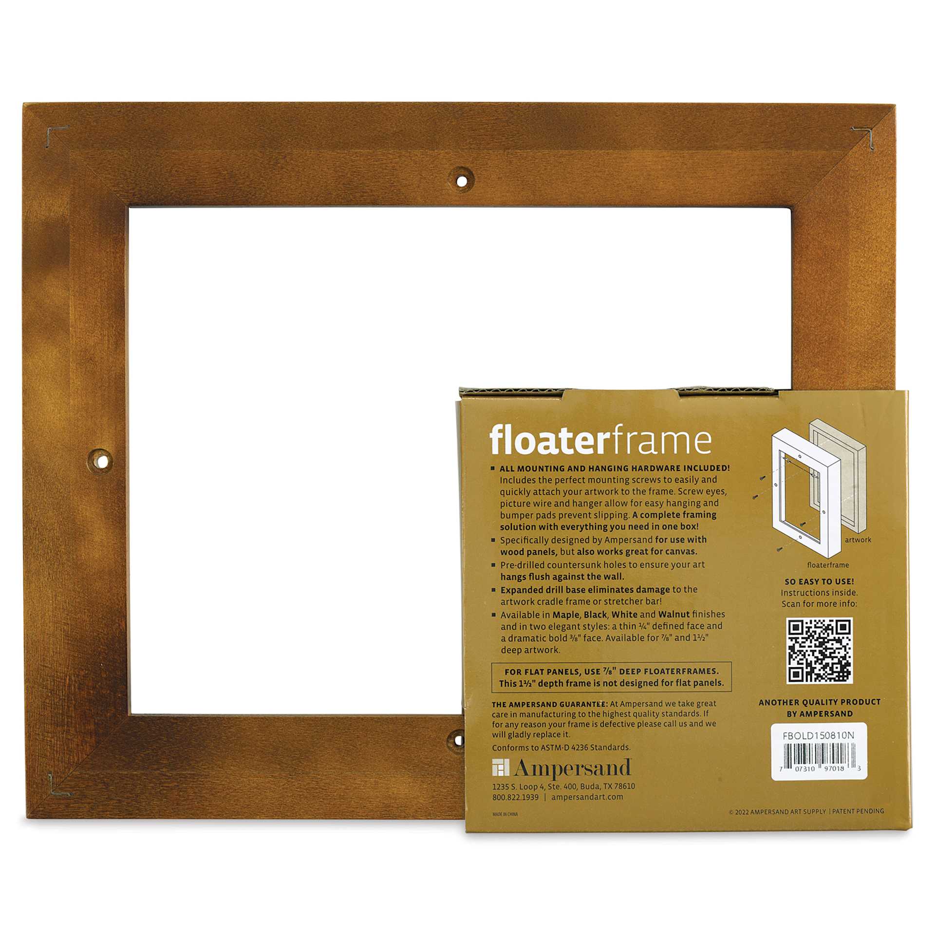 Ampersand Floaterframe - Bold, Walnut, 8" x 10", 1-1/2", back of frame