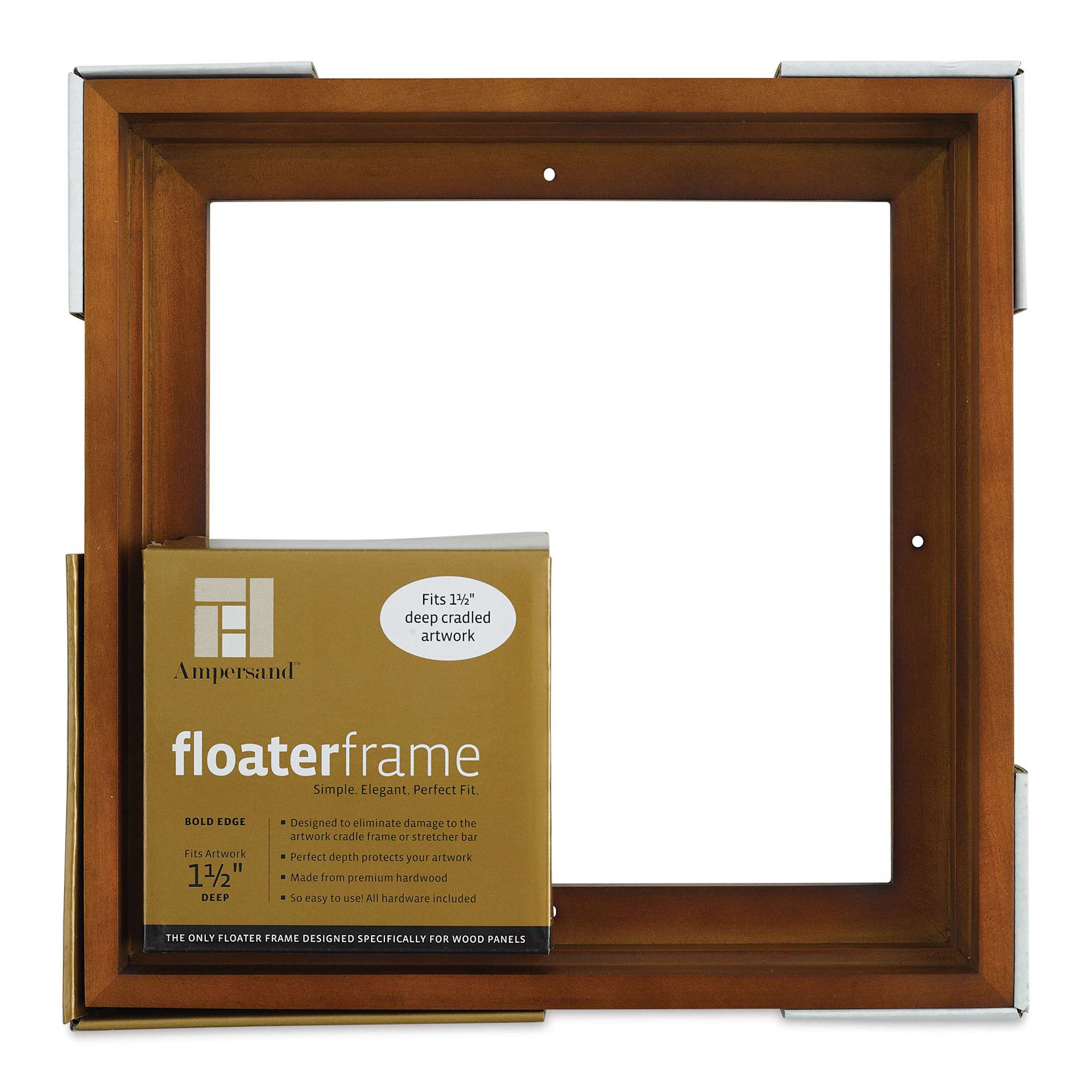 Ampersand Floaterframe - Bold, Walnut, 10" x 10", 1-1/2", front of packaging