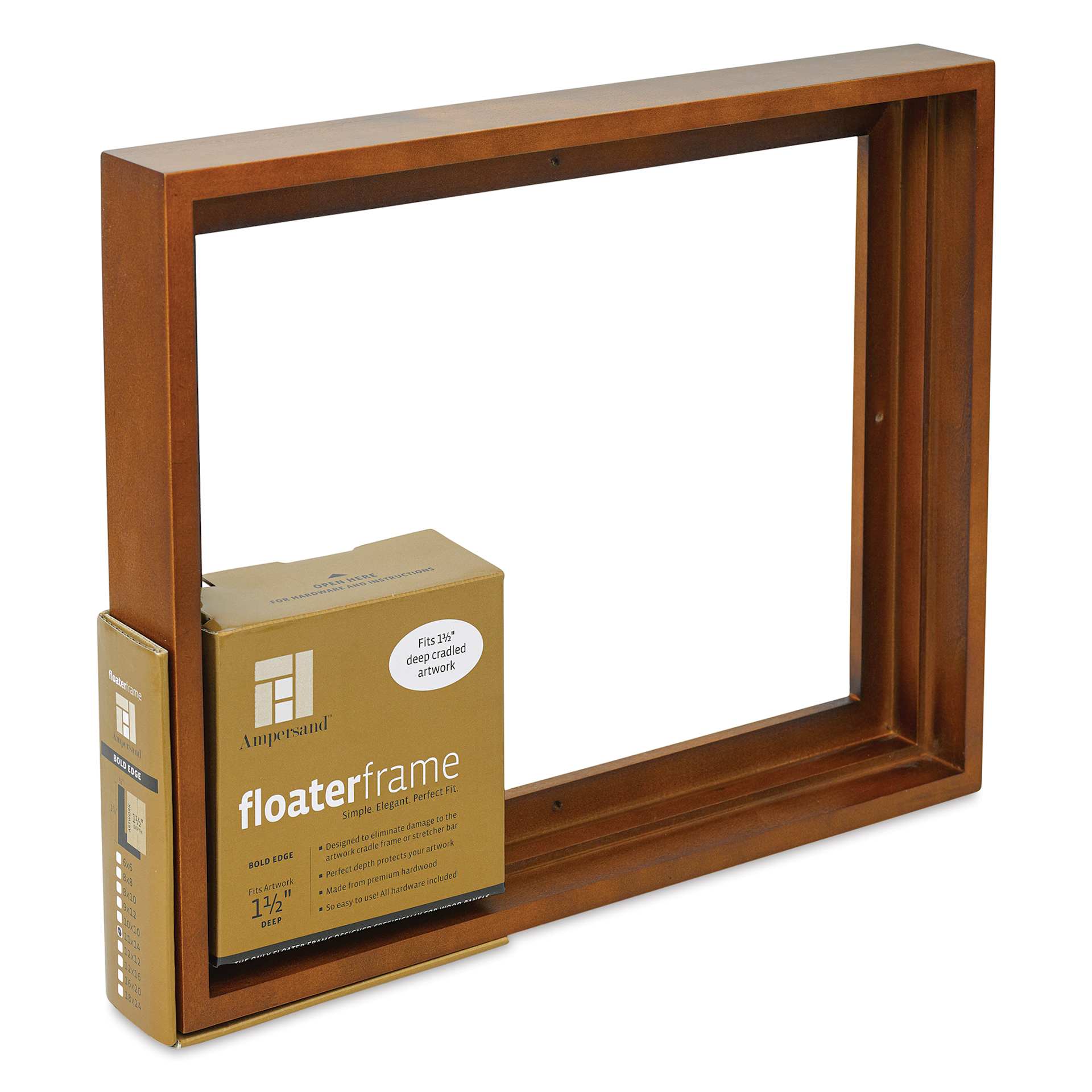 Ampersand Floaterframe - Bold, Walnut, 11" x 14", 1-1/2", at an angle