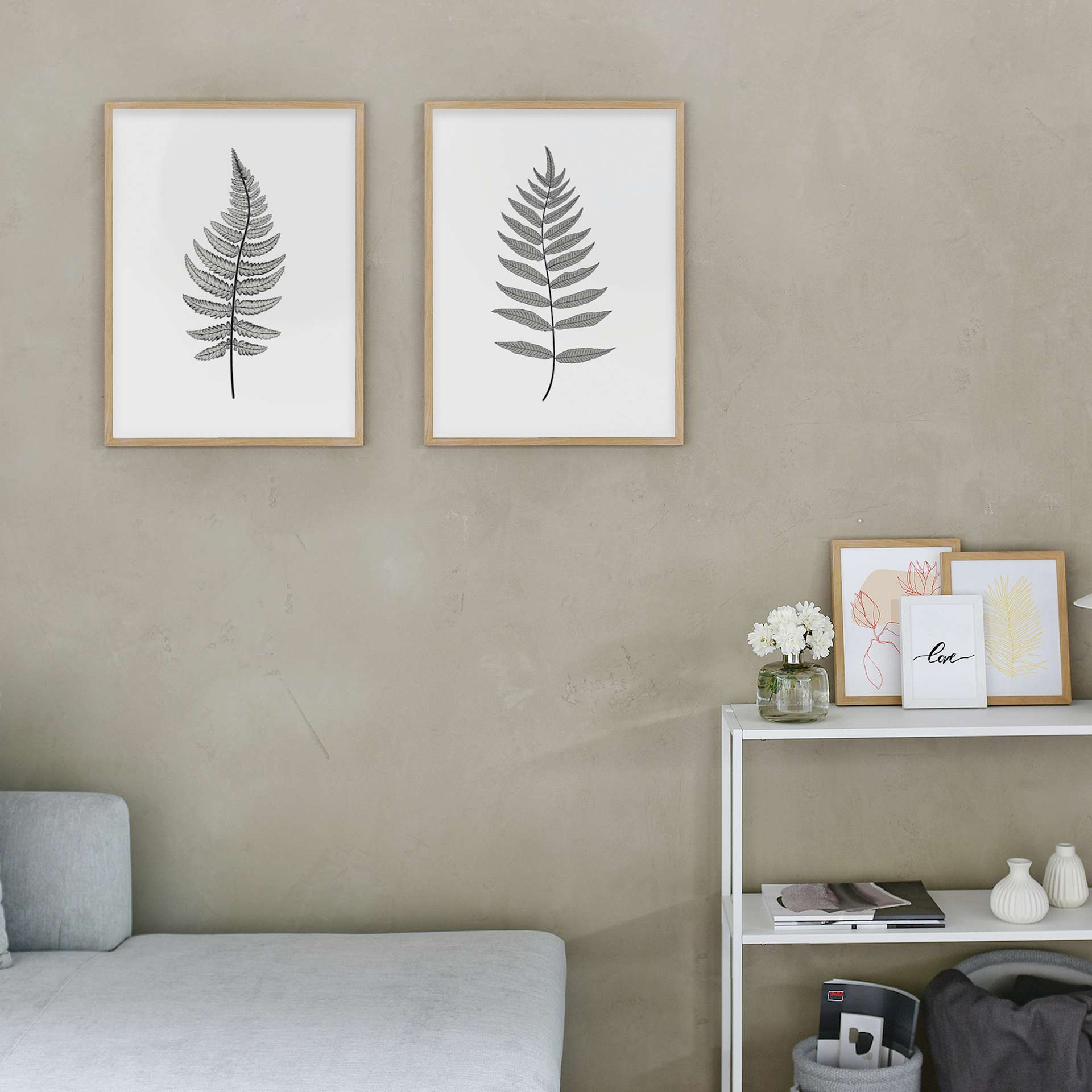 Two Deha Design Fontana Frames hung and three displayed on a table.