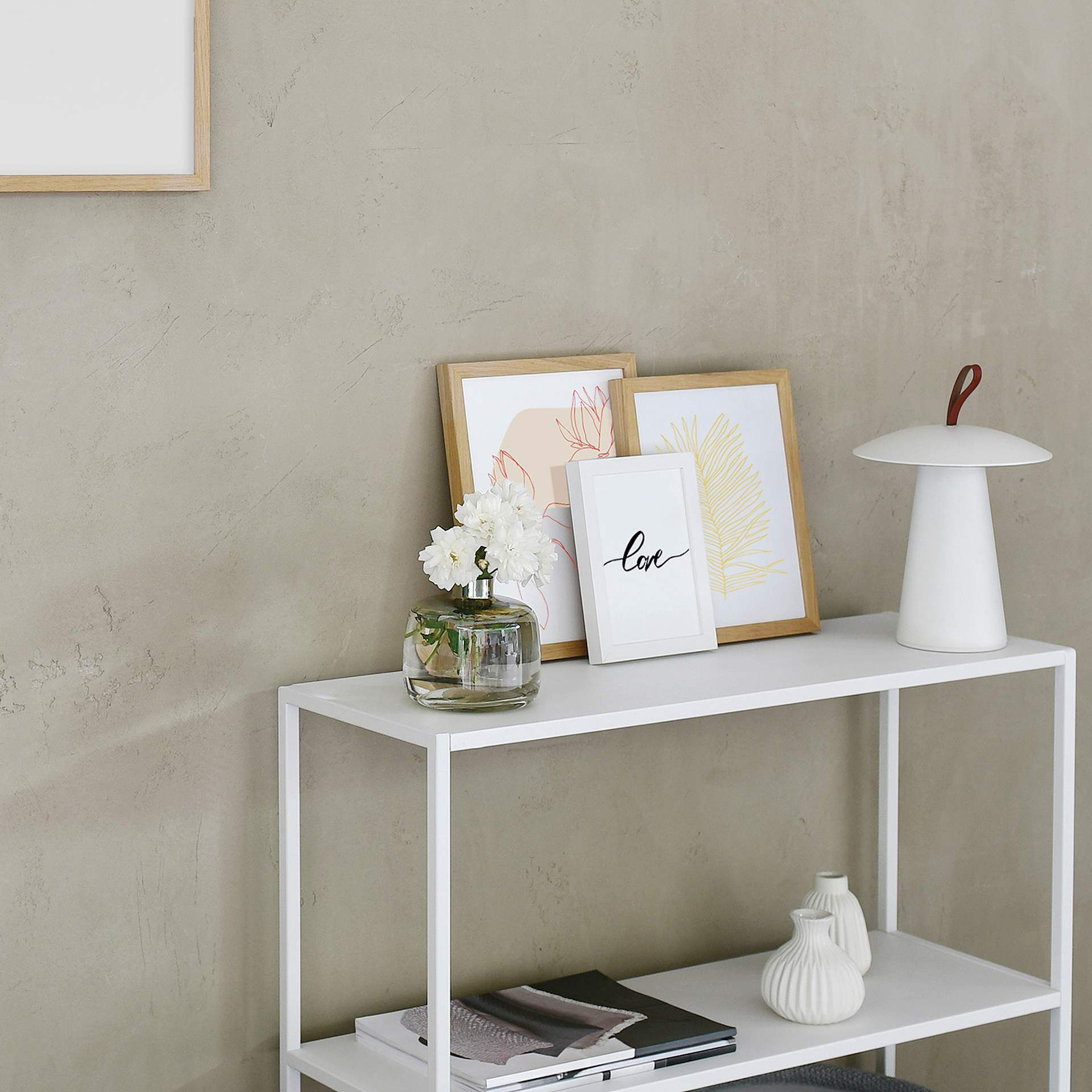 Natural Oak and White Deha Design Fontana Frames on a table.