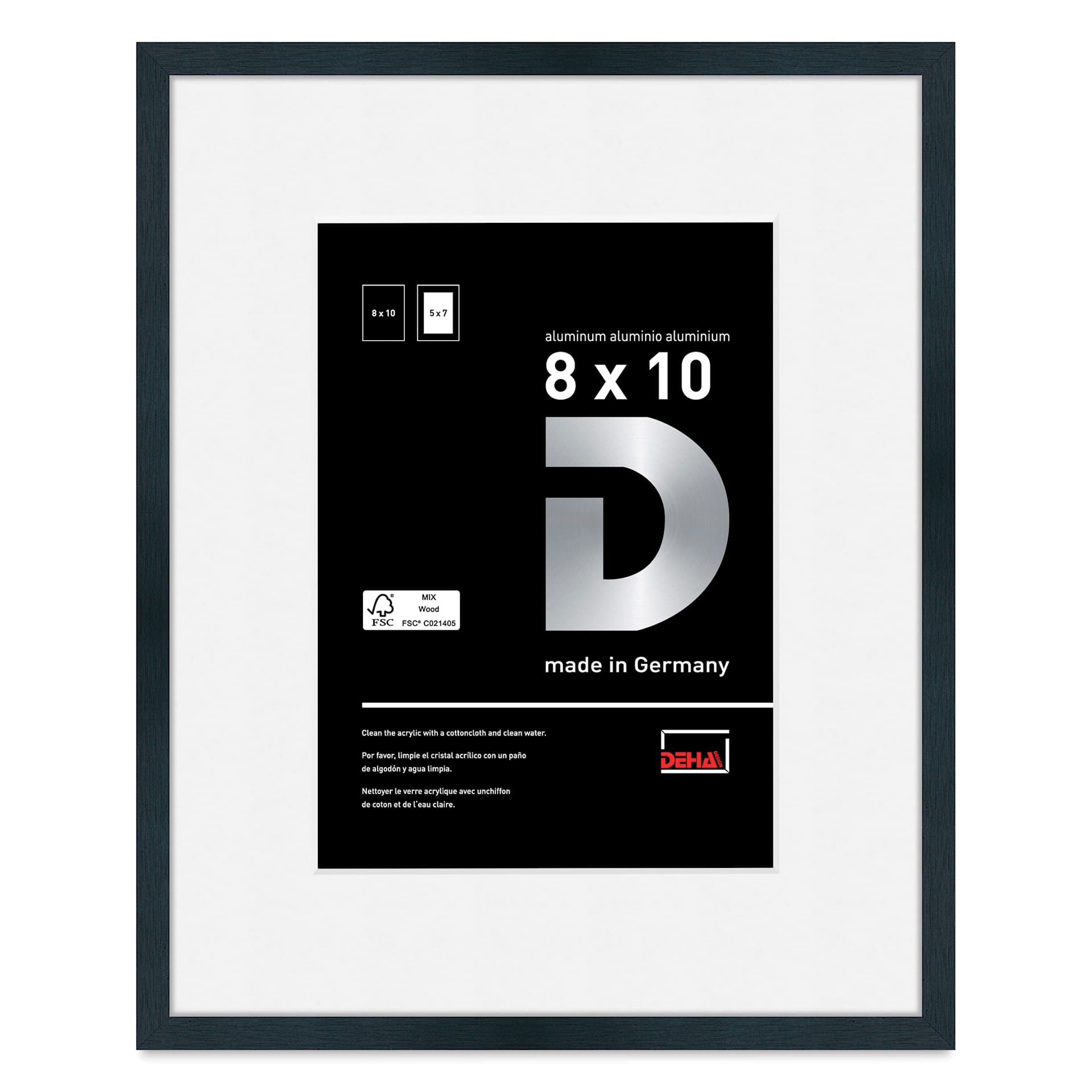 Deha Design Tribeca Frame - Black, 8" x 10", 5" x 7" Mat, with Easel Back