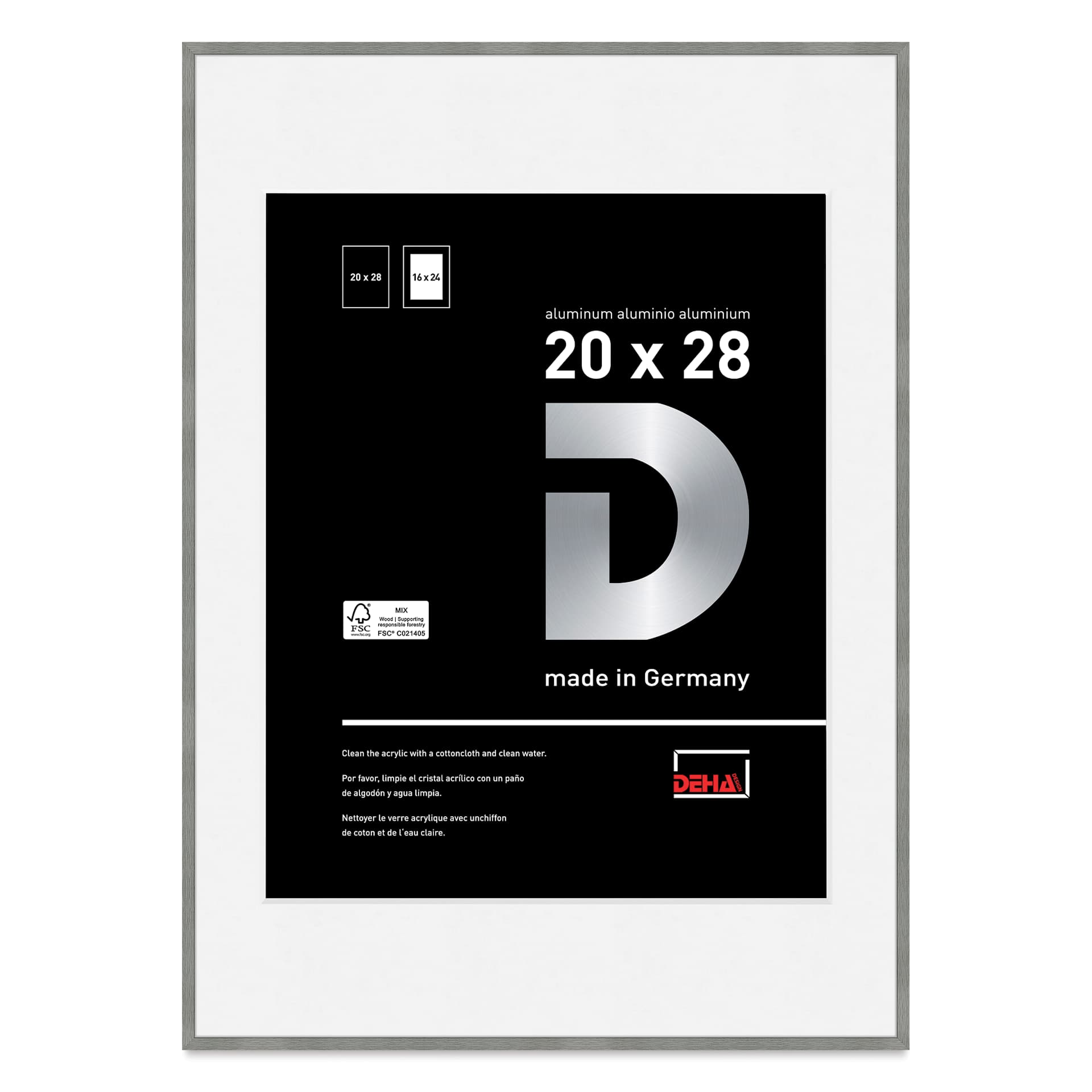 Deha Design Tribeca Frame - Gray, 20" x 28", 16" x 24" Mat