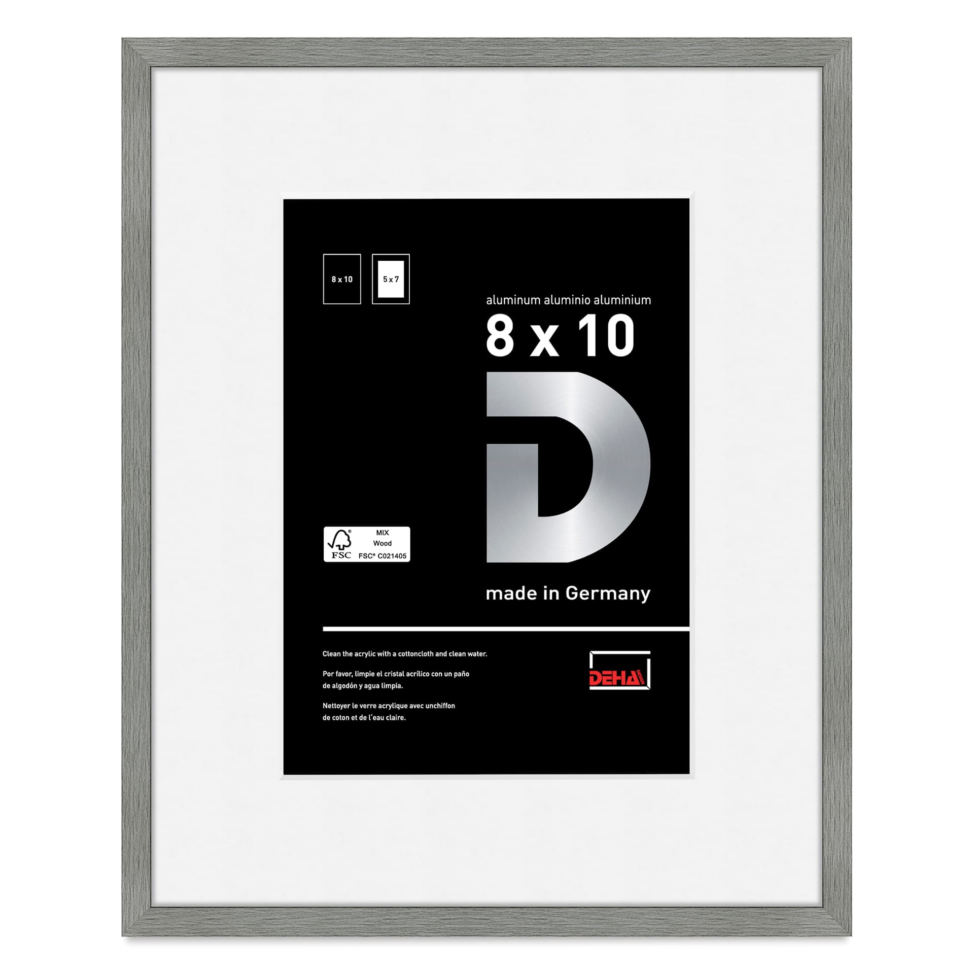 Deha Design Tribeca Frame - Gray, 8" x 10", 5" x 7" Mat with Easel Back