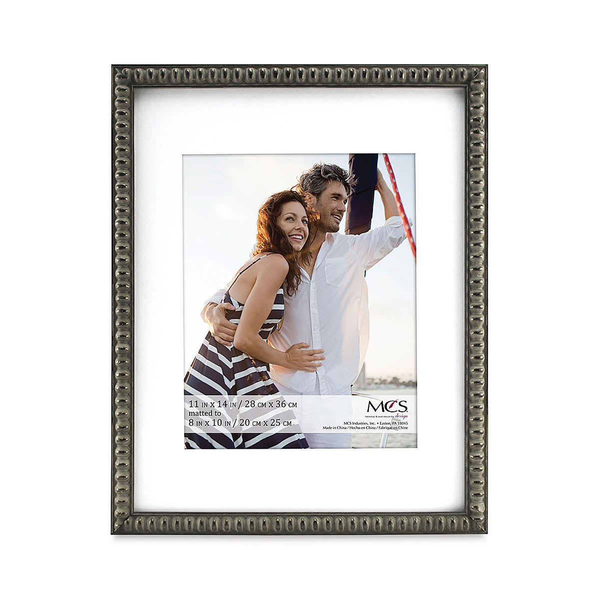 MCS Thin Bead Frame - Pewter, 11" x 14" w/8" x 10" Mat