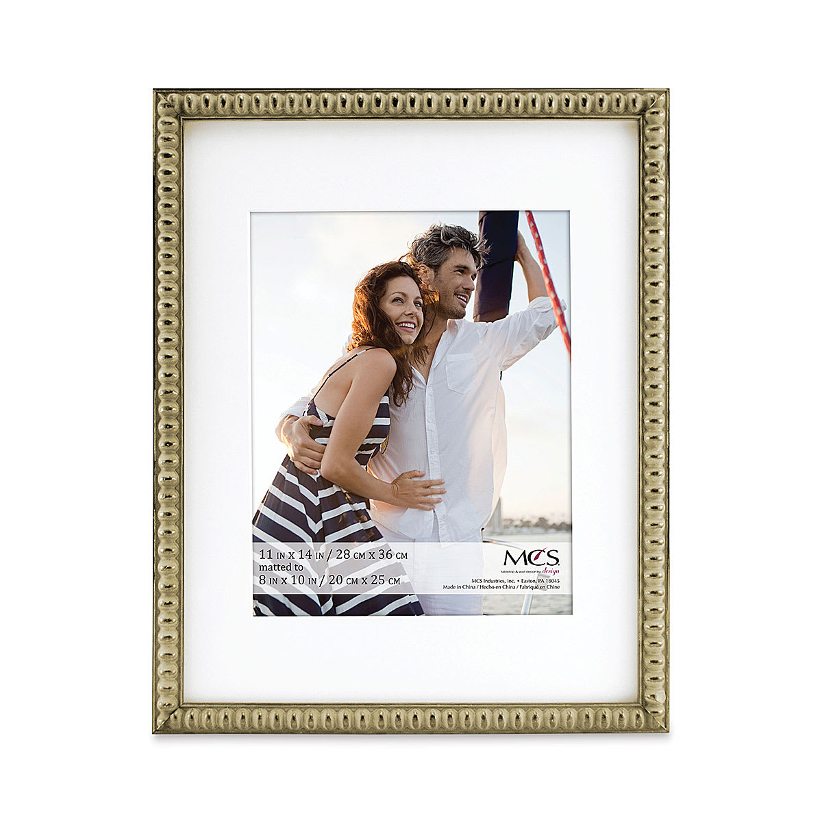 MCS Thin Bead Frame - Champagne, 11" x 14" w/8" x 10" Mat