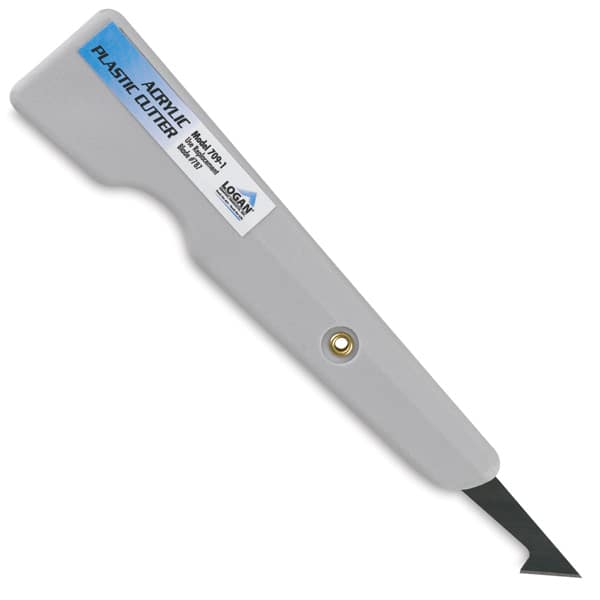 Logan Acrylic Plastic Cutter - Angled view with blade extended downward
