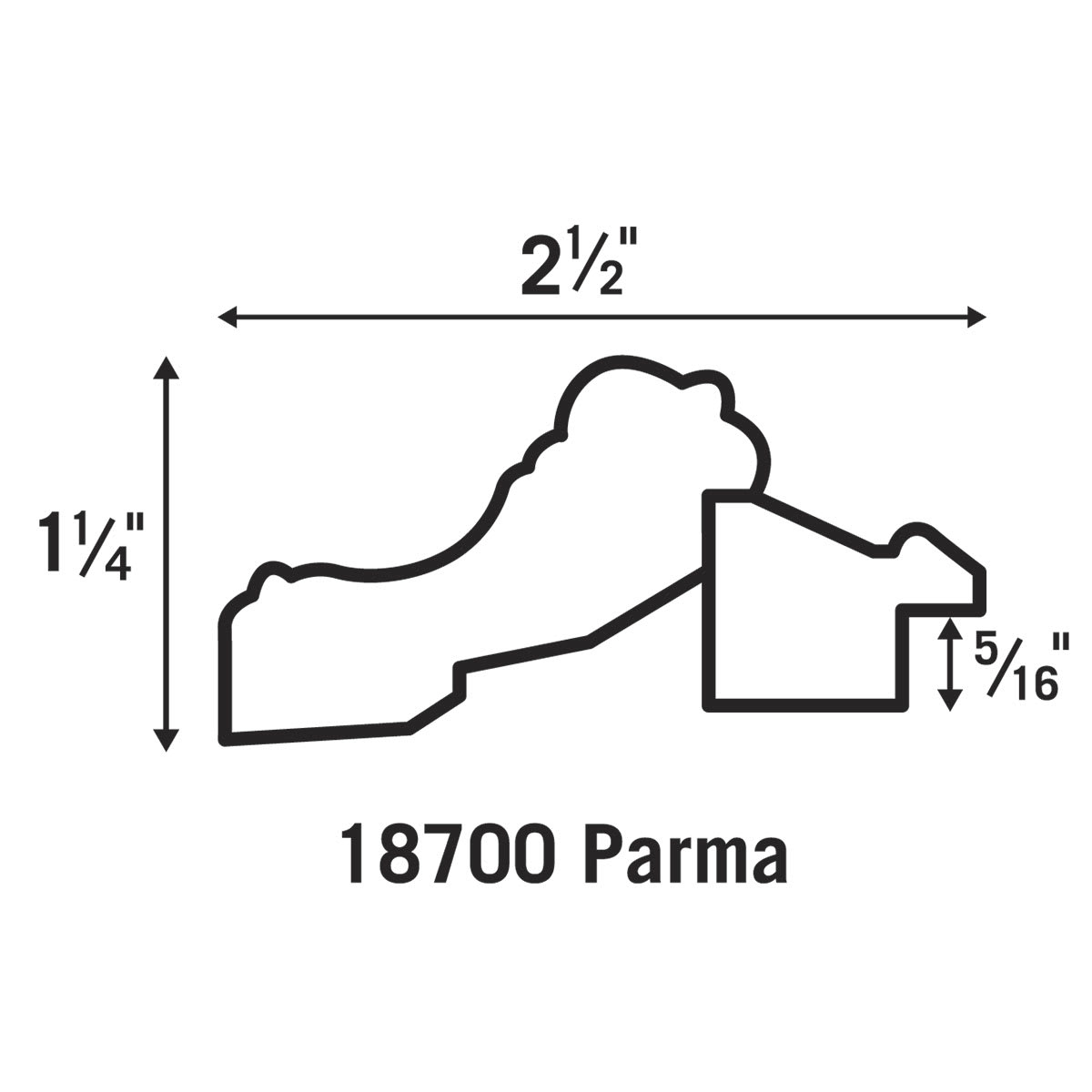 Blick Parma Wood Frames - Diagram showing dimensions of frame
