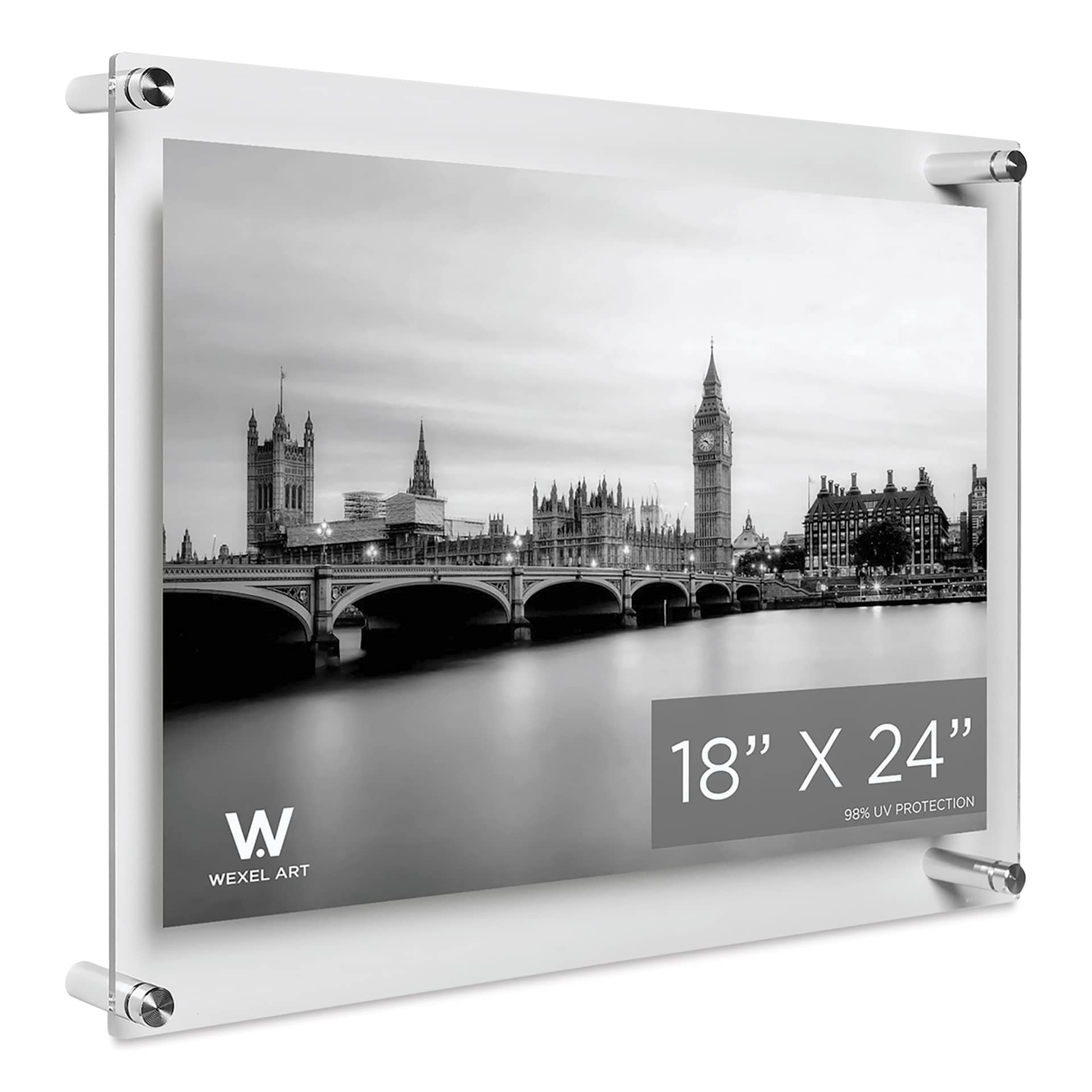 Wexel Art Double Panel Acrylic Display Frame - 21" x 27", Silver Hardware