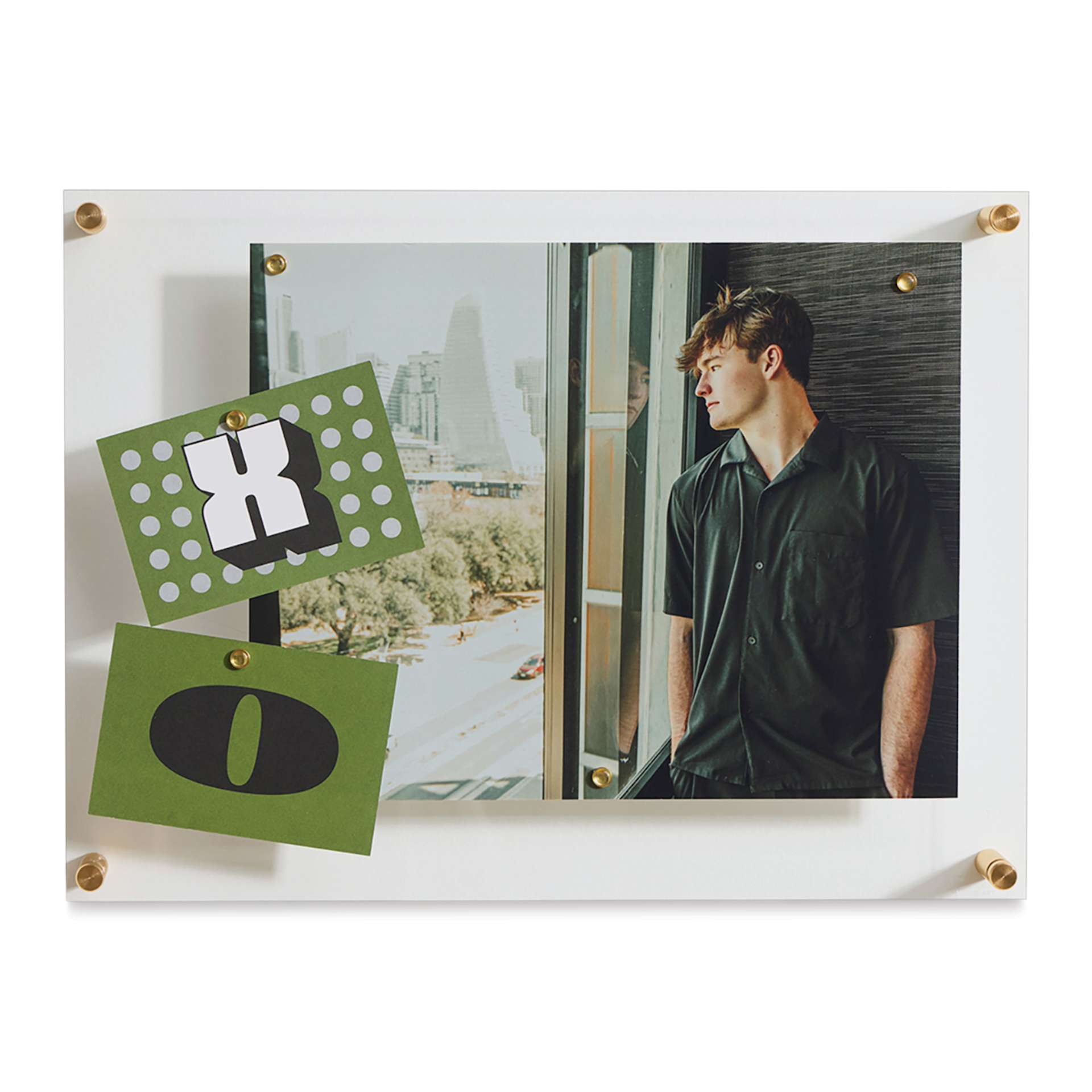 Wexel Art Easy Change Memo Board  - 14" x 19", Gold Hardware, front