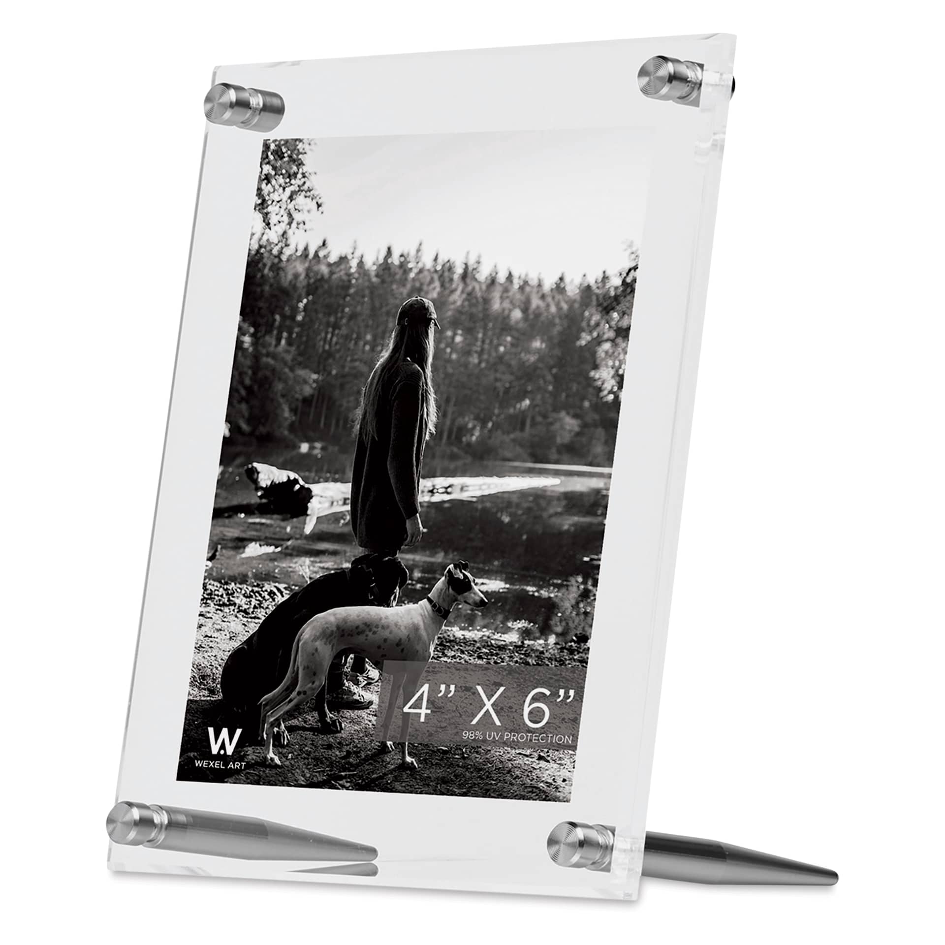 Wexel Art Acrylic Panel Frame - Tabletop, Silver Hardware, 4" x 6", portrait