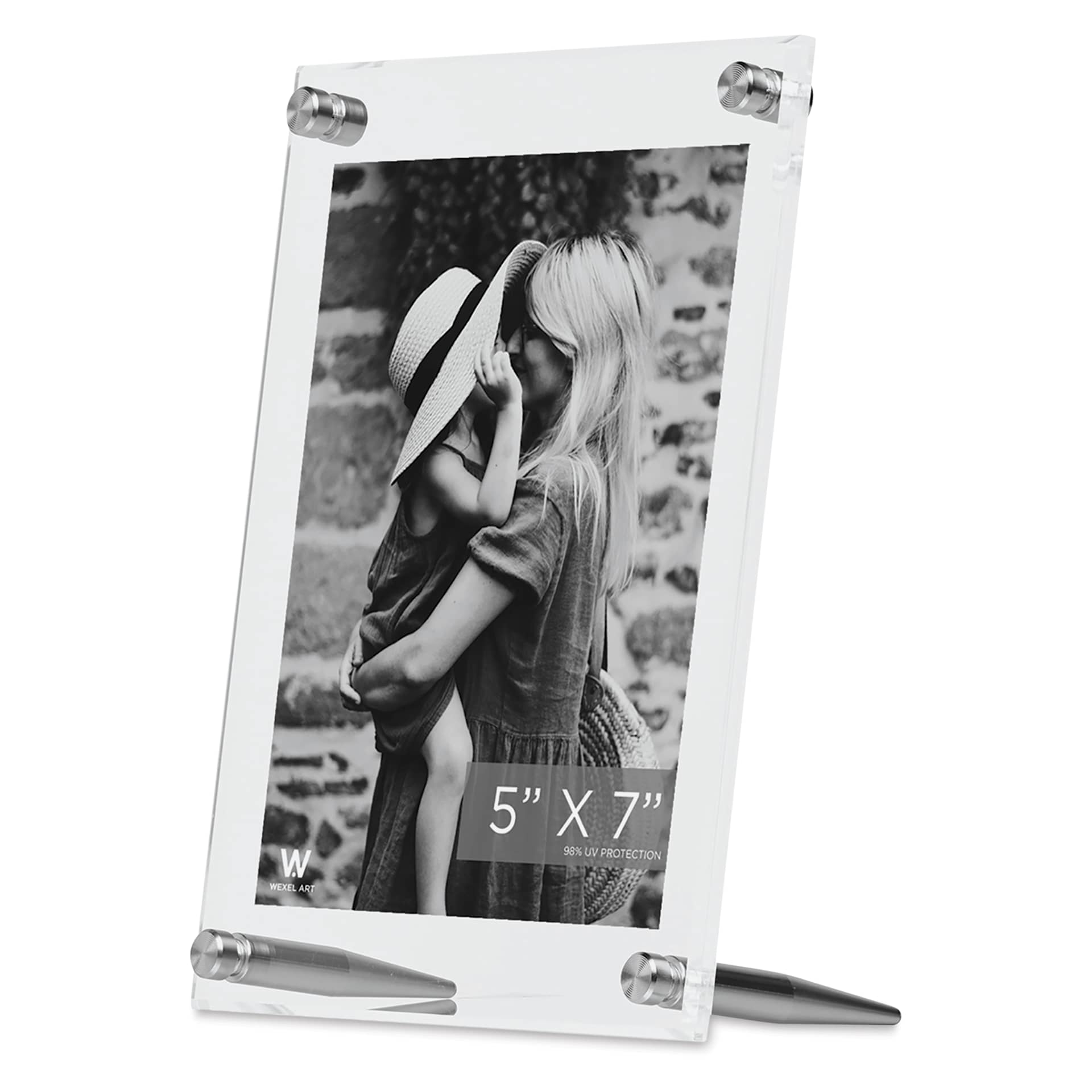 Wexel Art Acrylic Panel Frame - Tabletop, Silver Hardware, 5" x 7", portrait