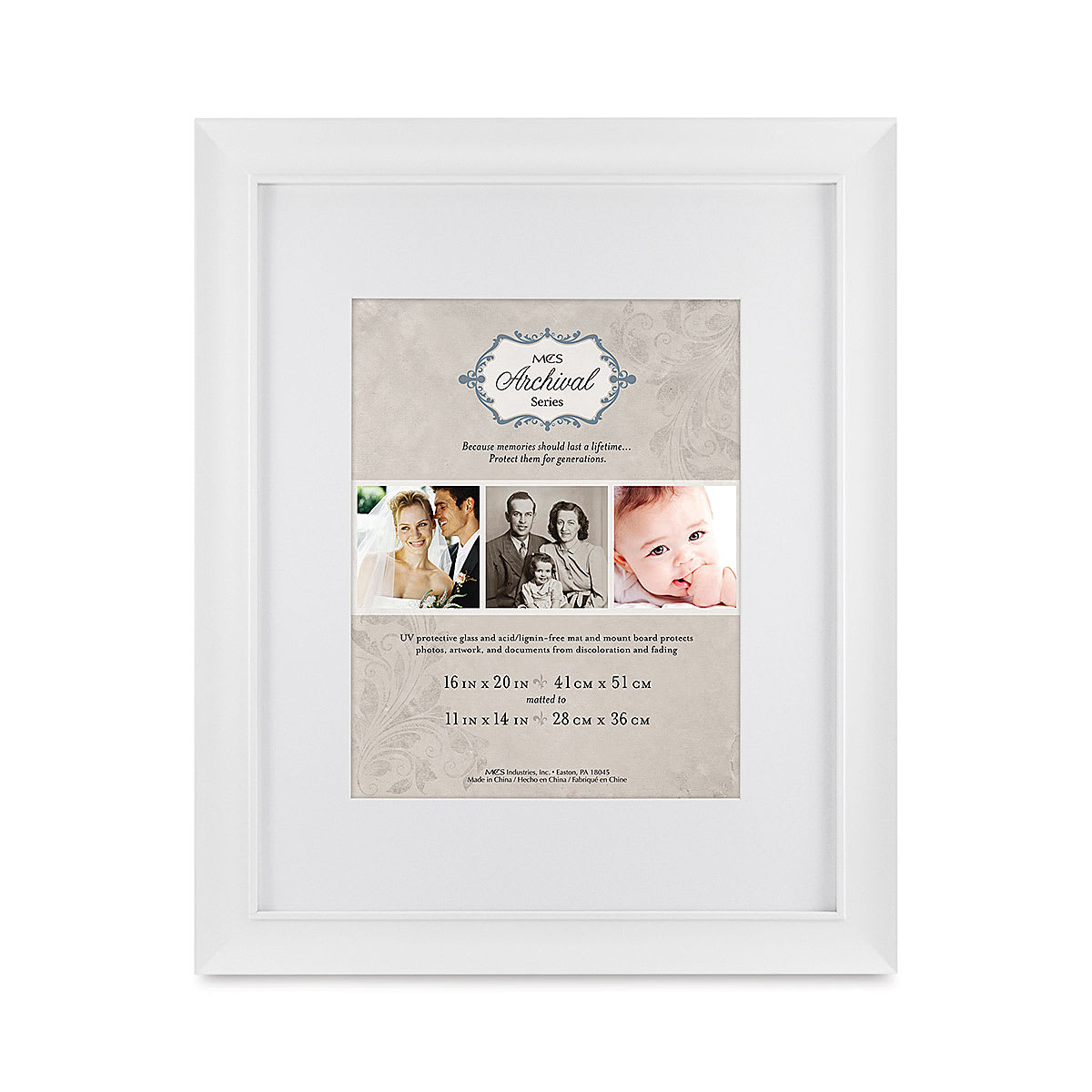 MCS Archival Series Frames - Front of White 16 x 20 inch Frame