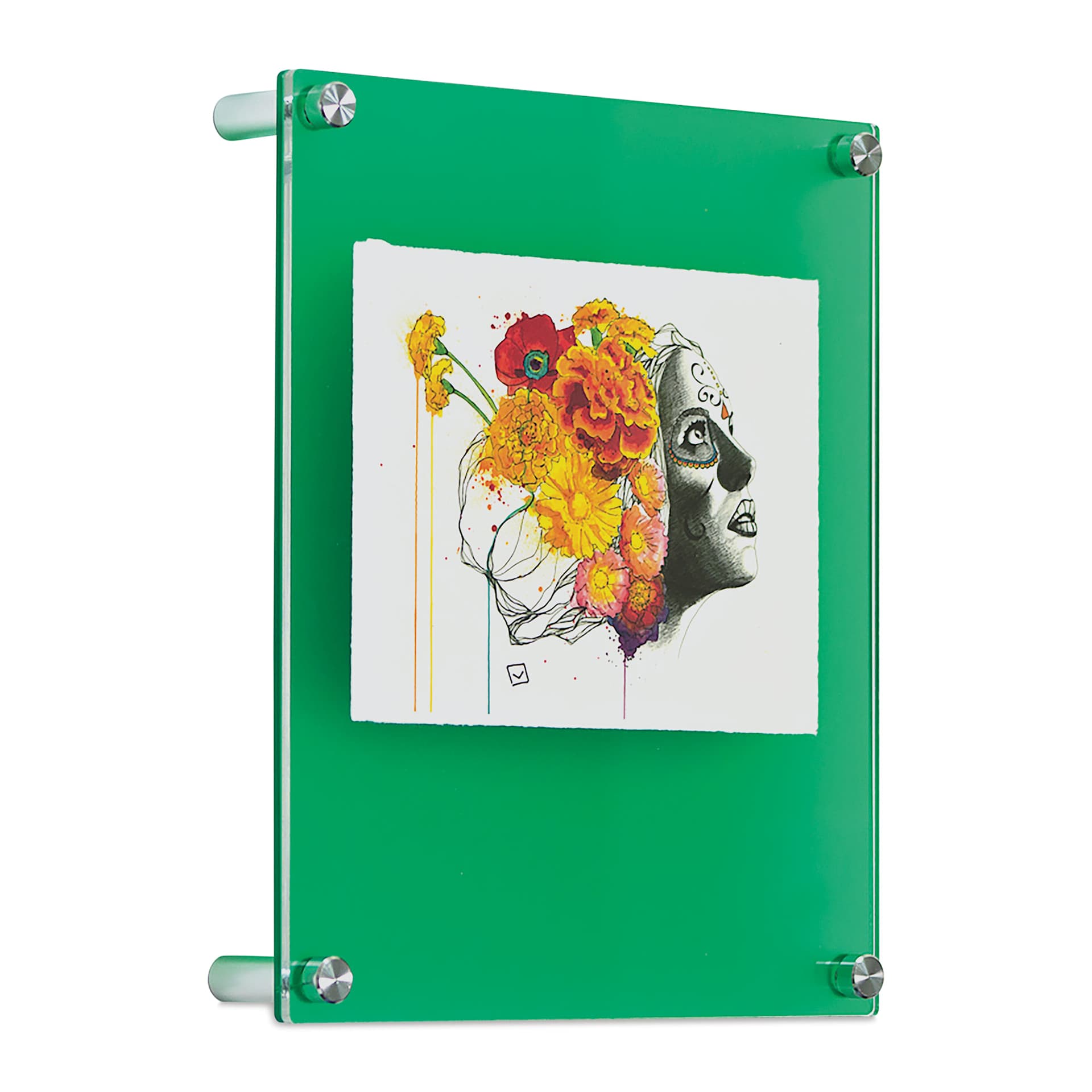 Wexel Art Double Panel Jewel Tone Acrylic Frame - Emerald Frost with Silver Hardware, 10" x 12" (At an angle) Wexel Art Double Panel Jewel Tone Acrylic Frame - Emerald Frost with Silver Hardware, 10" x 12" (At an angle)