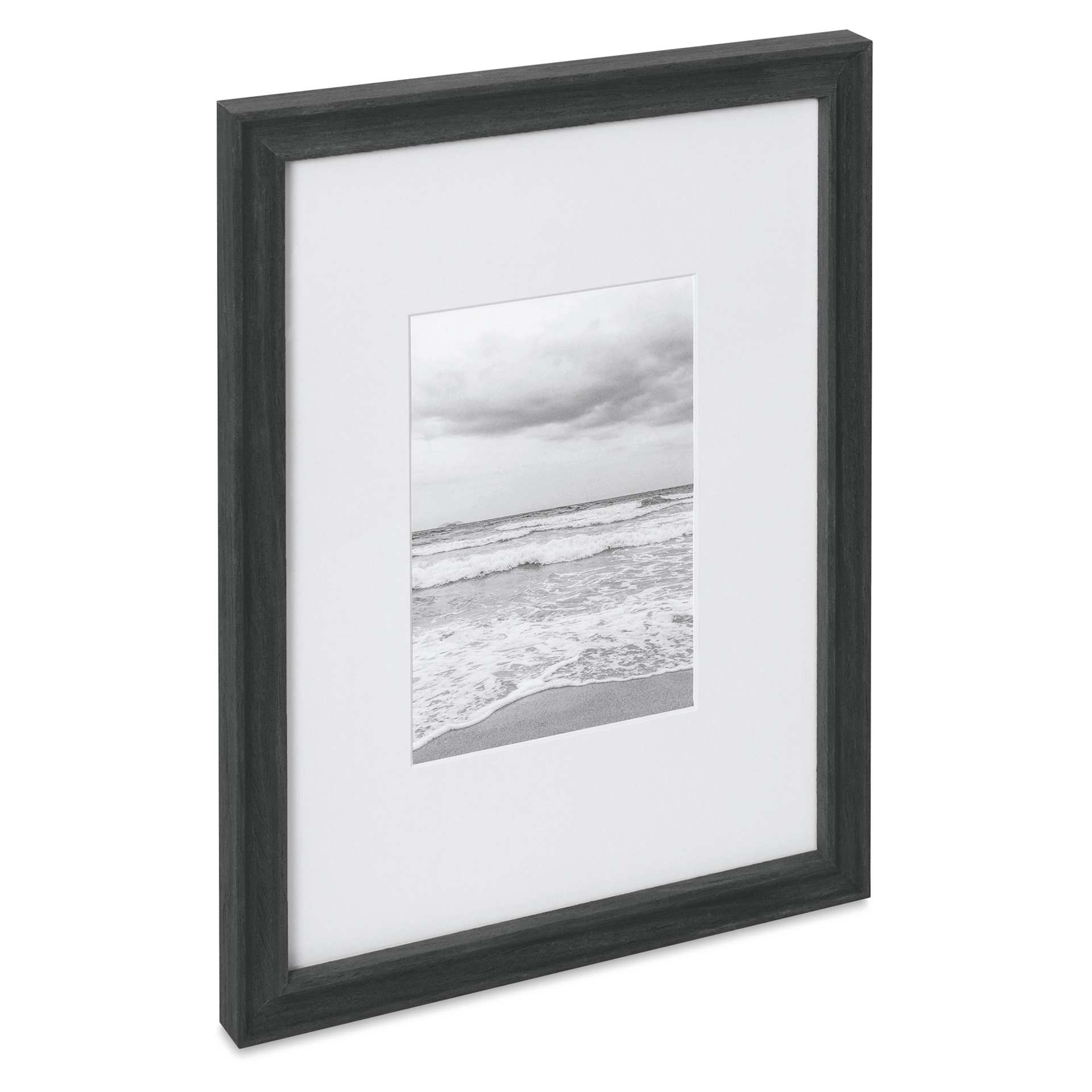 Blick Theo Frame with Mat - Charcoal, 9" x 12" angled