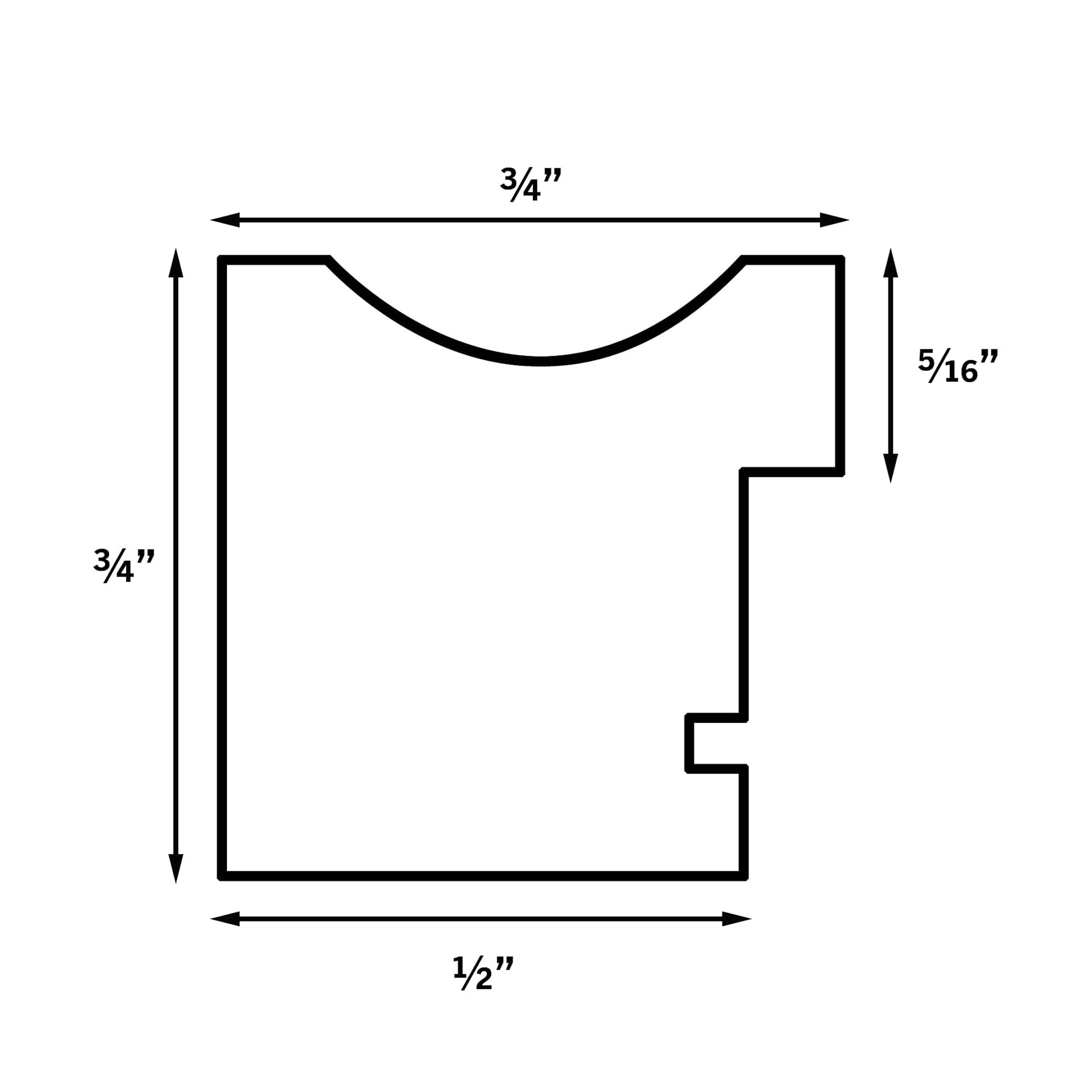 Blick Theo Frames profile with dimensions