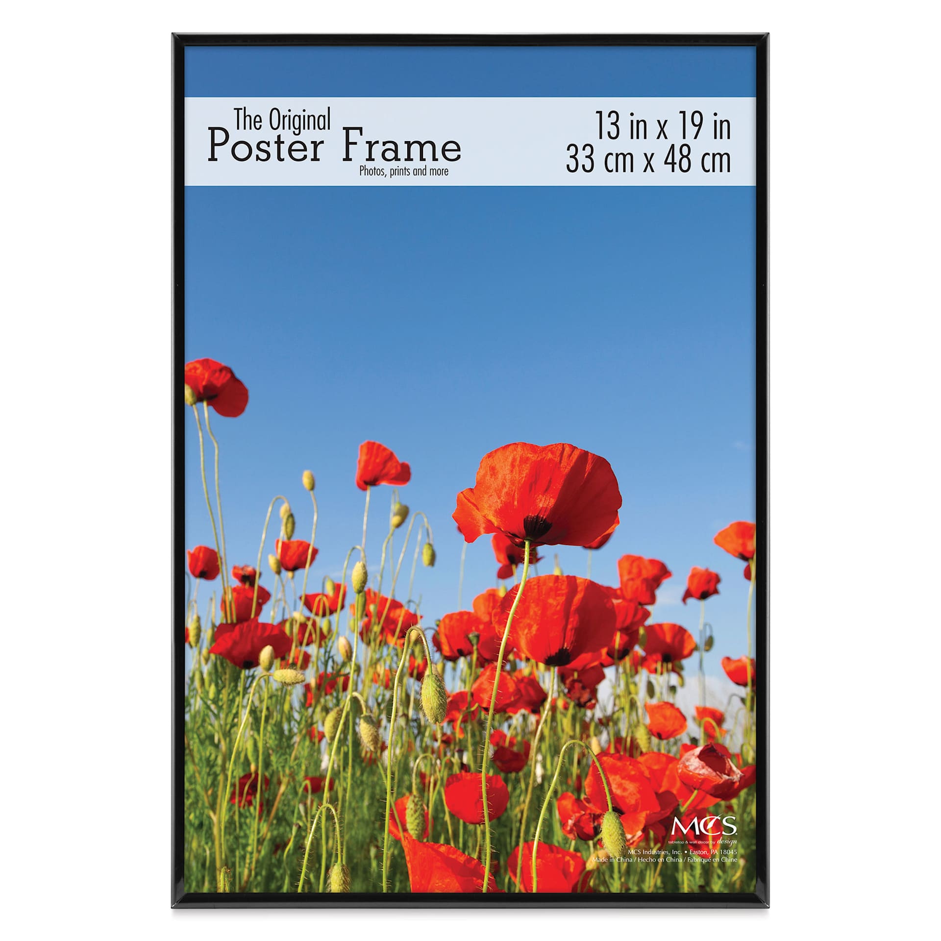 MCS Large Format Gloss Poster Frame - 13" x 19" x 5/32", Black, Front of frame