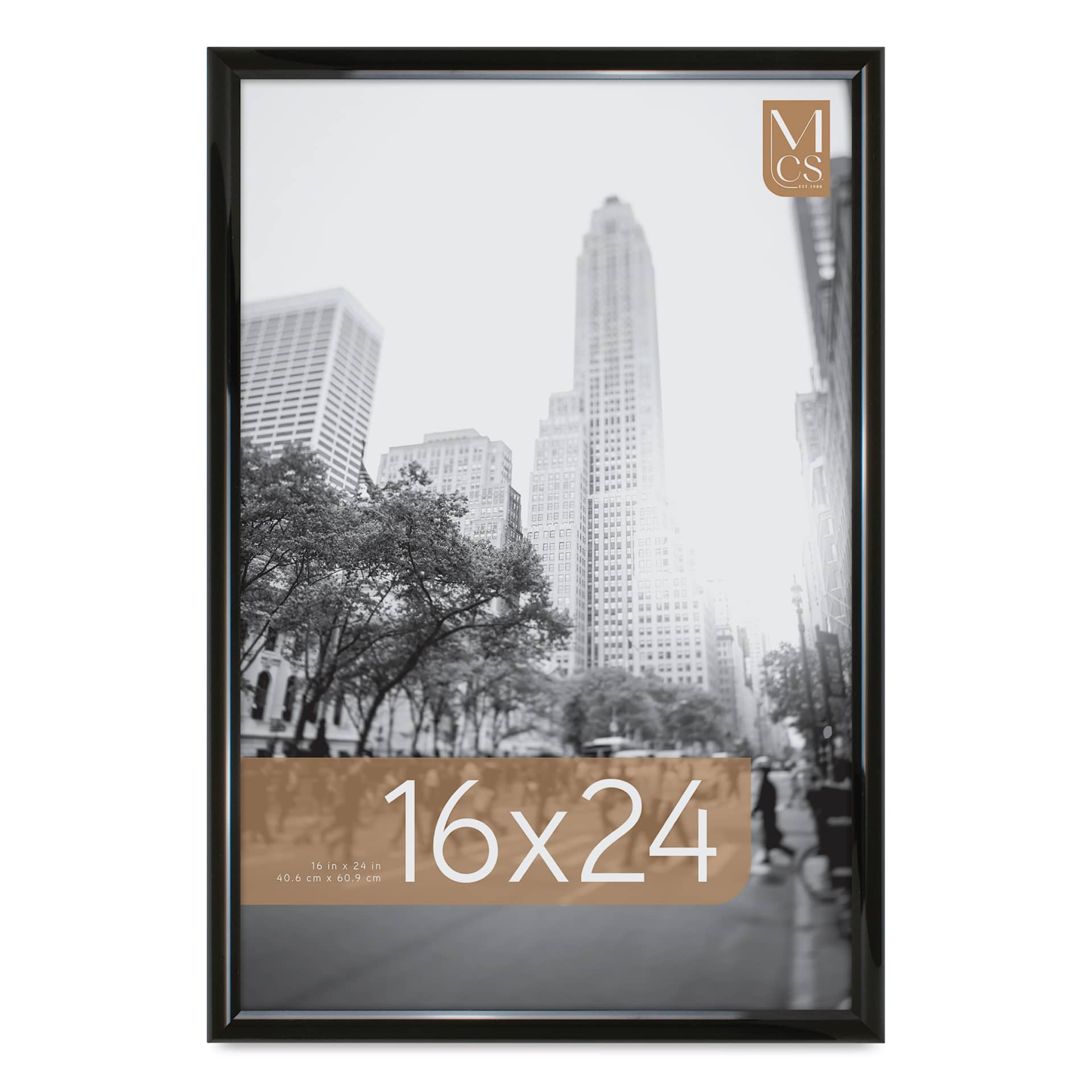 MCS Trendsetter Acrylic Poster Frame - 16" x 24" x 1/4", Black