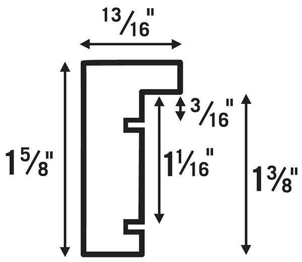 Blick Bamboo Gallery Frames - Chart showing dimensions of frames