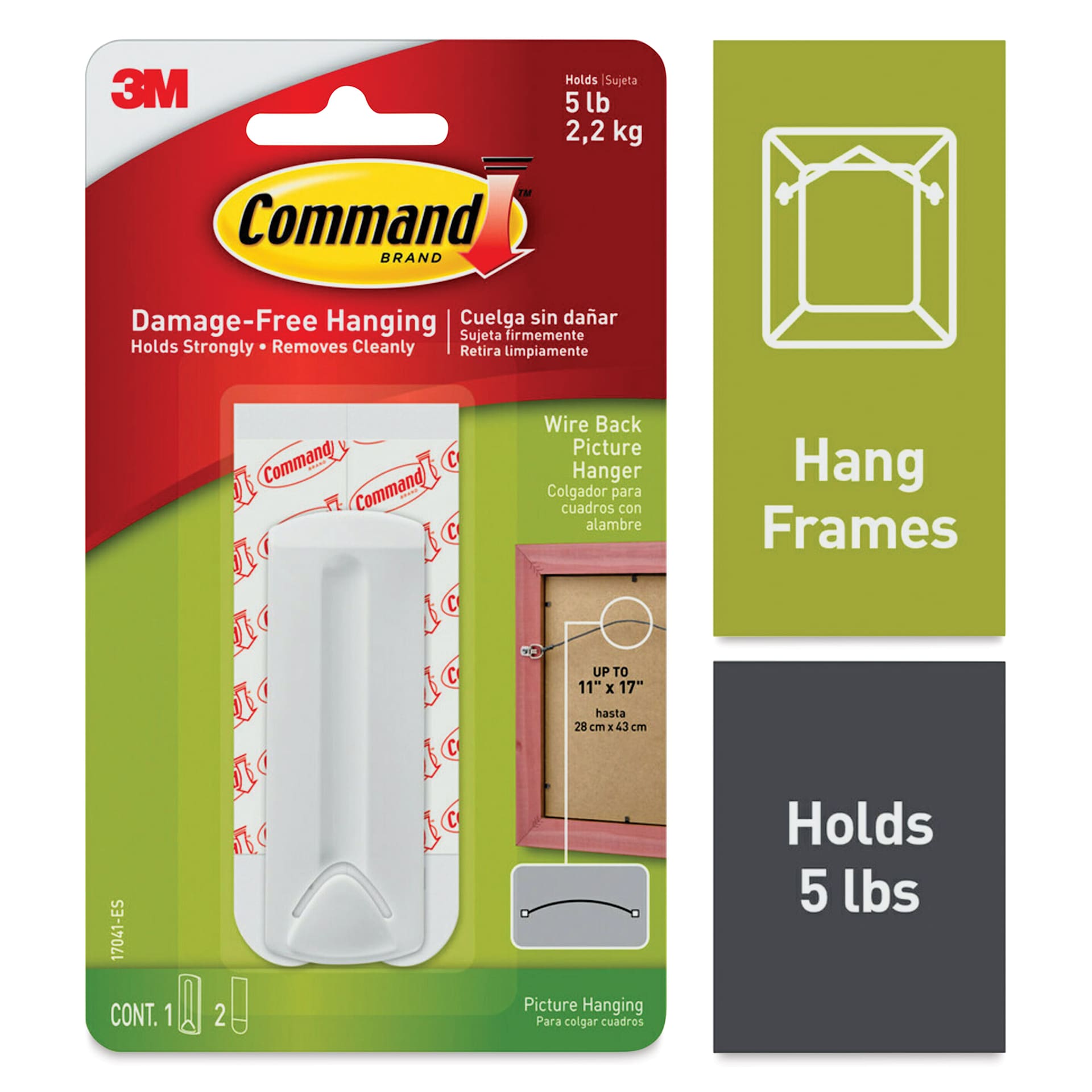 Hang frames up to 11" x 17", holds 5 lbs