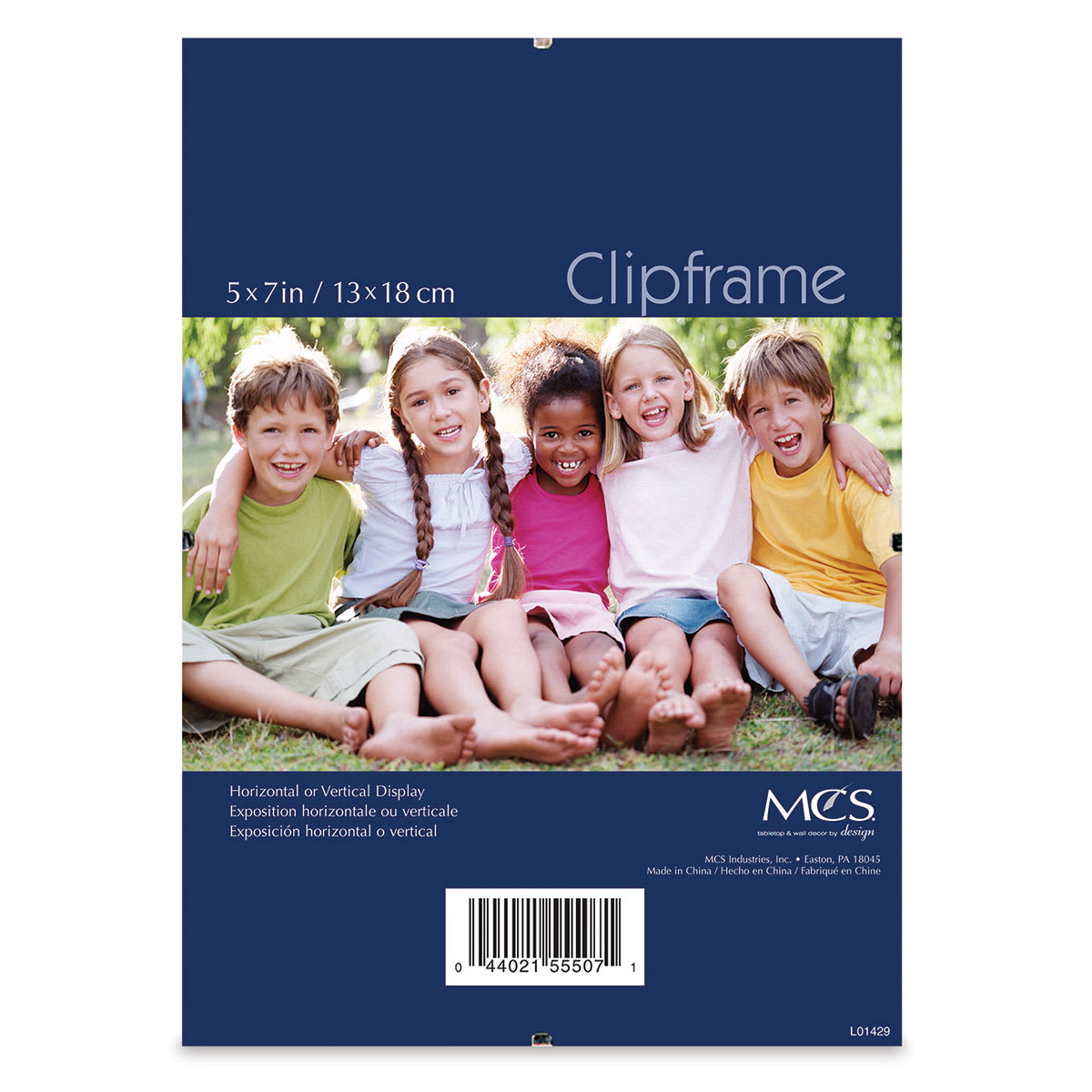 MCS Clip Frames - Front of 5" x 7" frame showing label