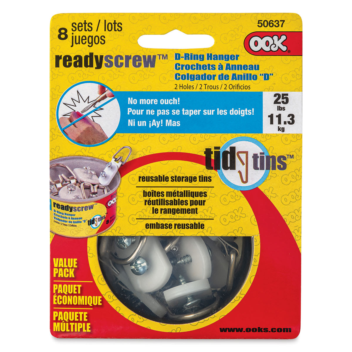 OOK D-Ring Hanger Pack - Large, 2 Holes, Pkg of 8 front of package
