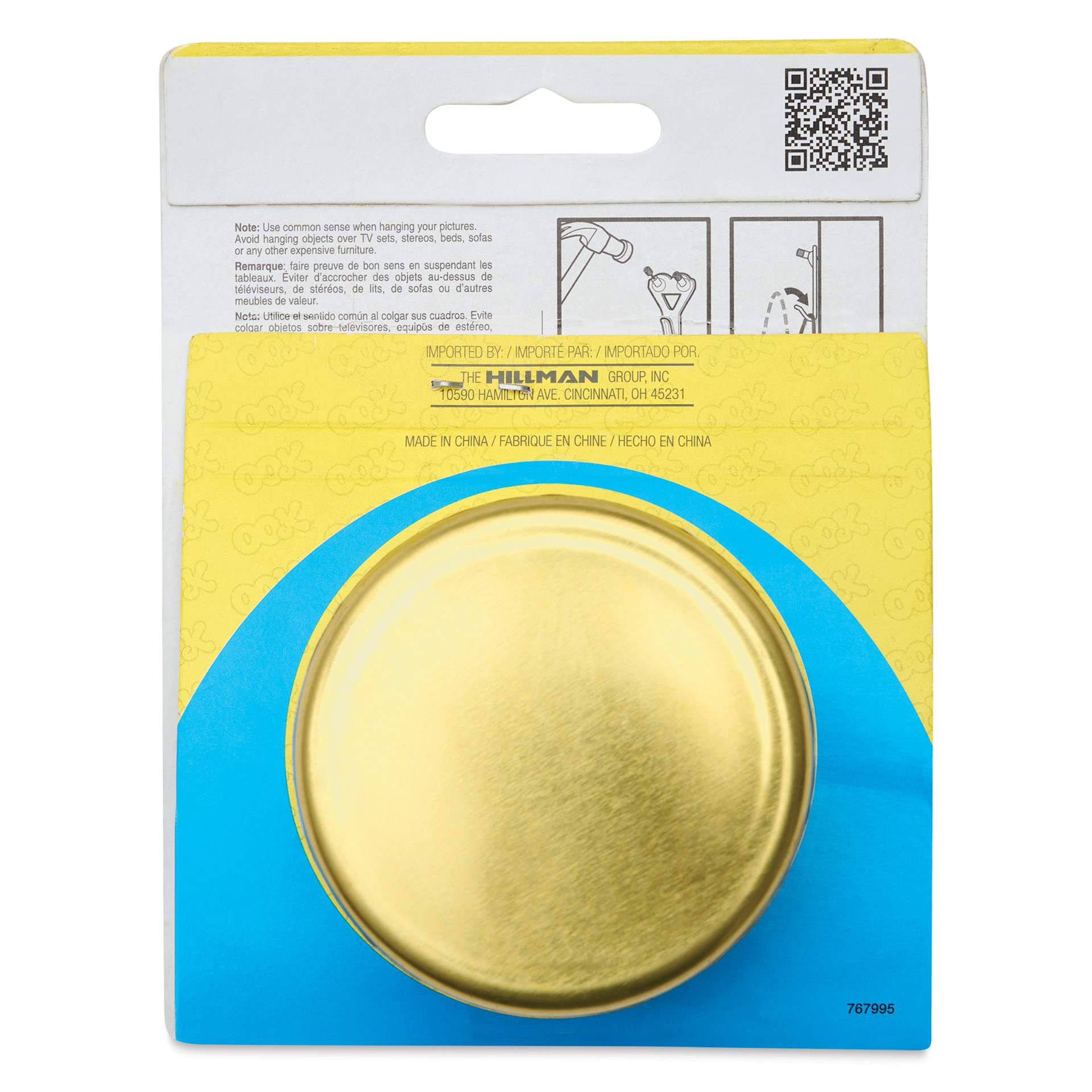 Ook Padded Pro Picture Hangers - Tidy Tin, 20 lb, Pkg of 15, back of the packaging
