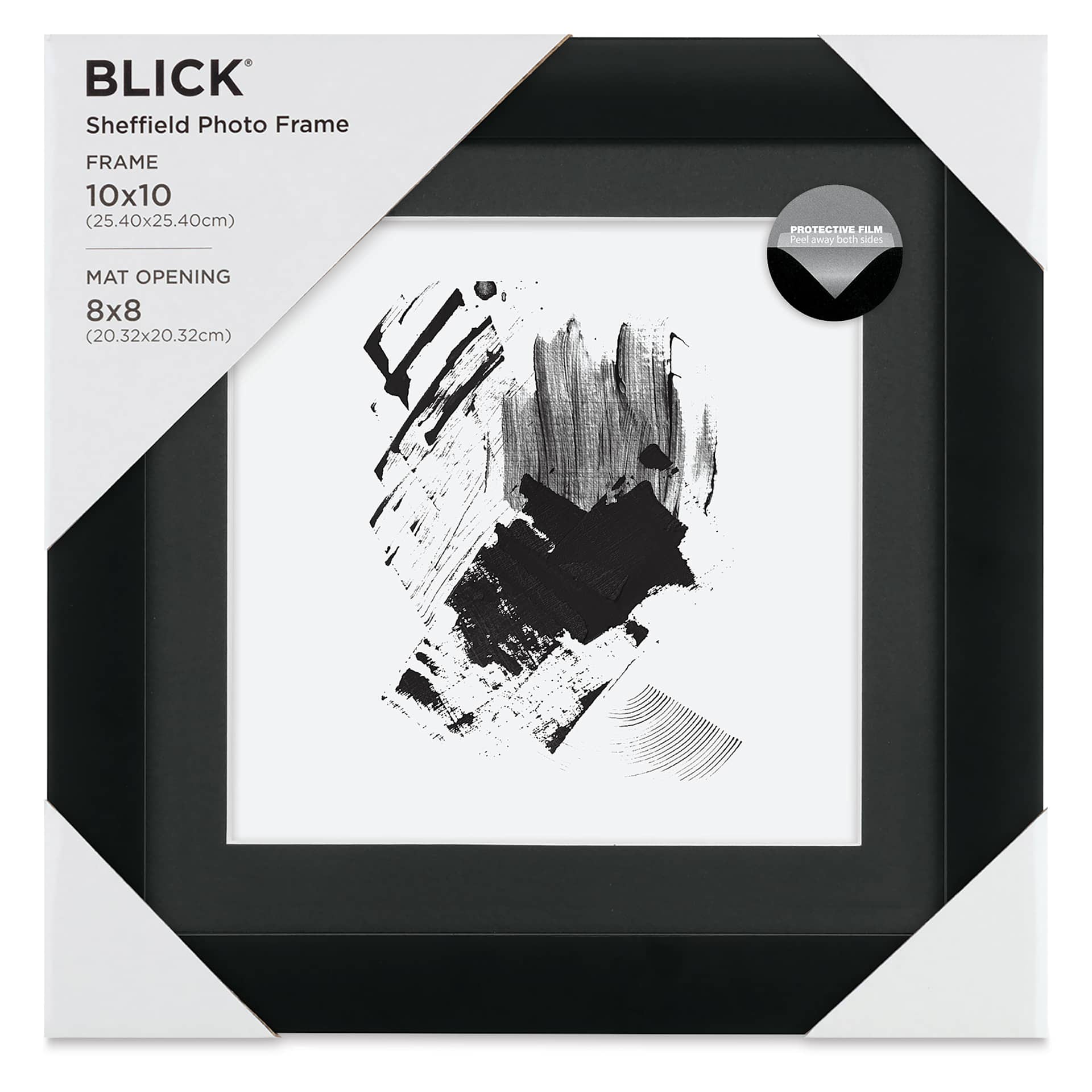 Blick Sheffield Frame - Black w/ Black Mat, 10" x 10" front of package