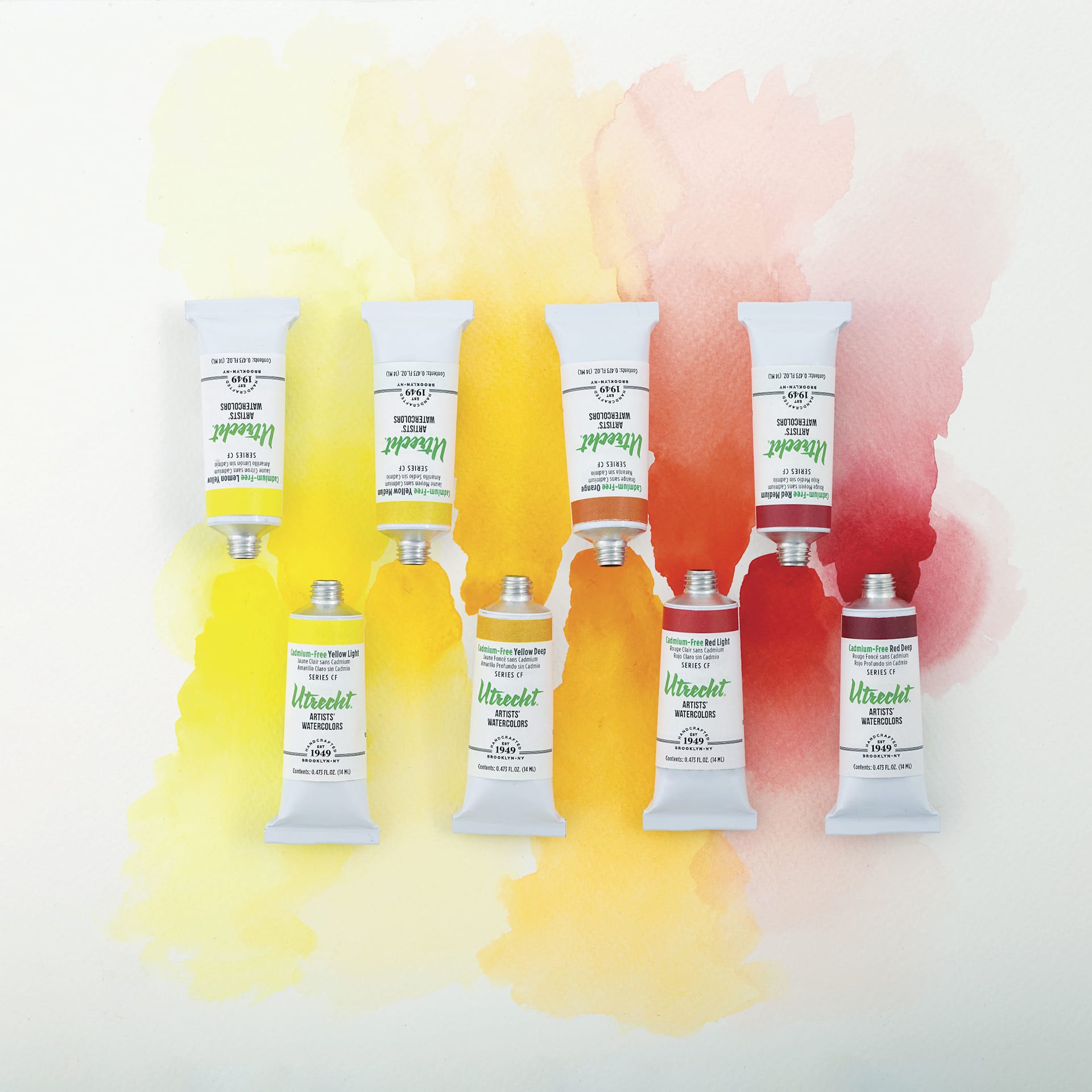 Utrecht Cadmium-Free Artists' Watercolor Tubes, tubes with color swatches