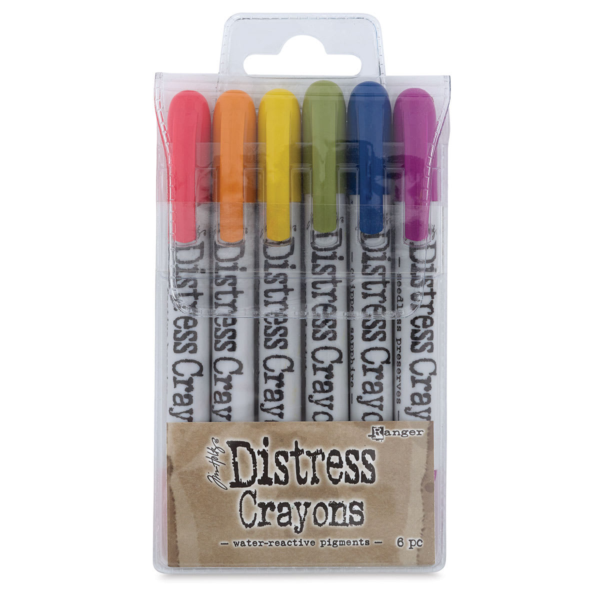 Ranger Tim Holtz Distress Crayons - Front of package of Set of 6 Muted Crayons